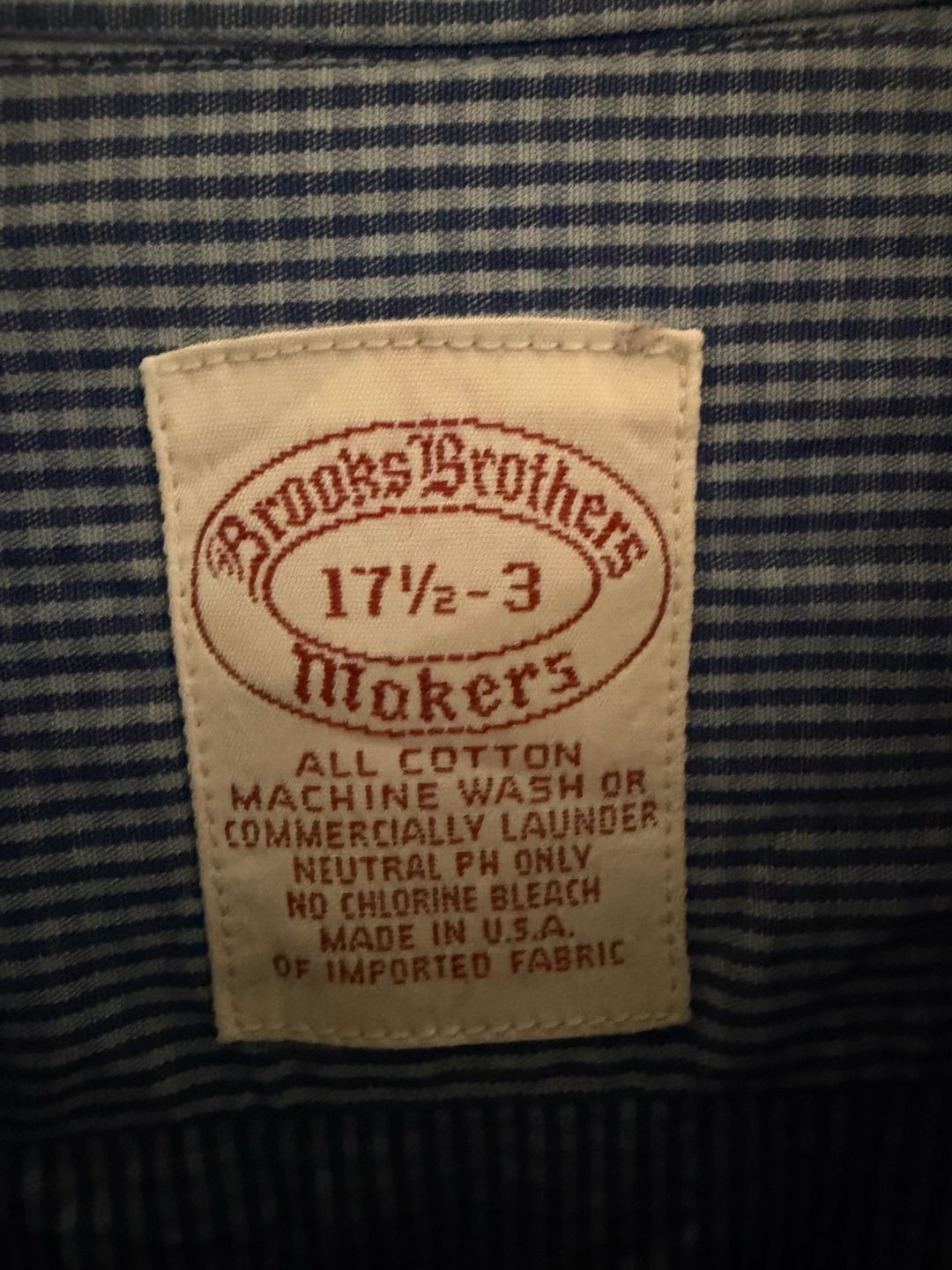Brooks Brothers Makers Blue Gingham Dress Shirt 17.5-3