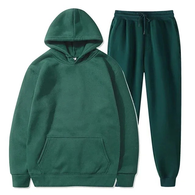 Men Fleece Jogger Set Tracksuit Casual Sportswear Unisex Hoodie Pants Ensemble