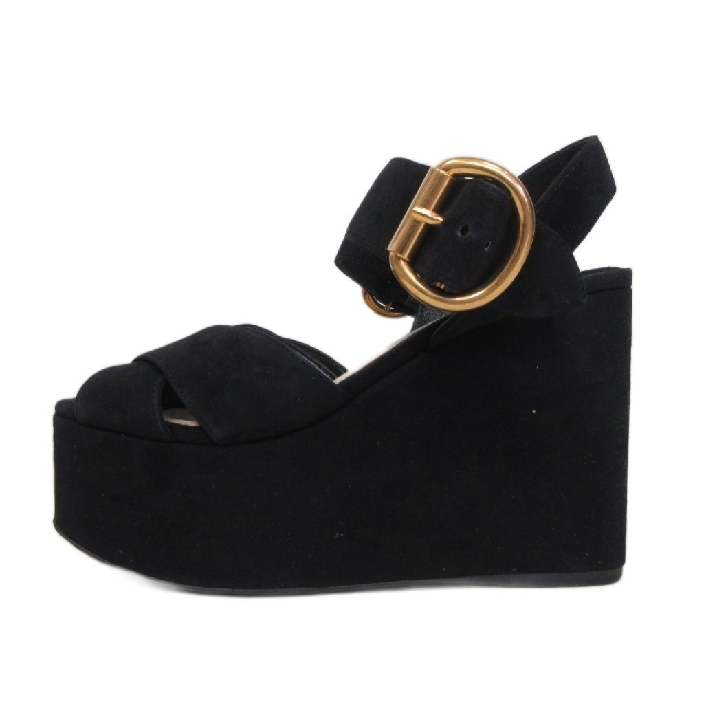 Prada Platform Sandals Suede Black Women’s Size EU35/US5