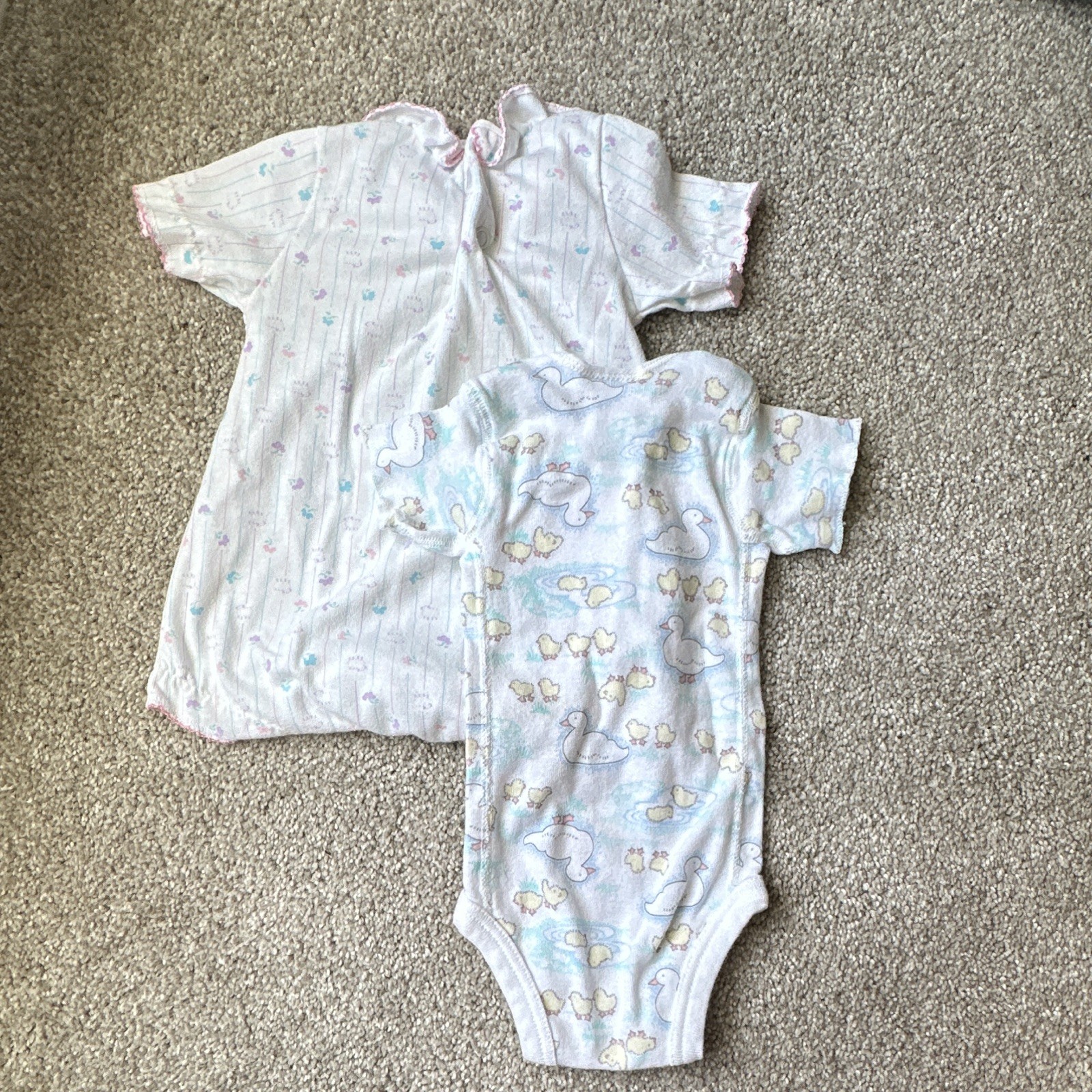 Vintage Carter’s Classics (0-3M) & Buster Brown (6-9M) 2pc Baby Bodysuit Set