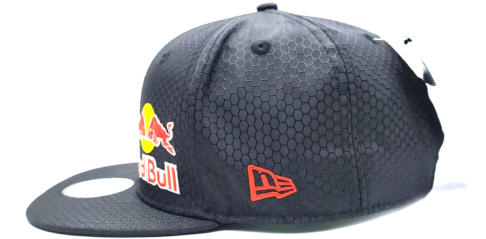 2025 New Black Flat Brim Cap w/Offset Logo. Hexagon Design. MotoGP. Motocross.