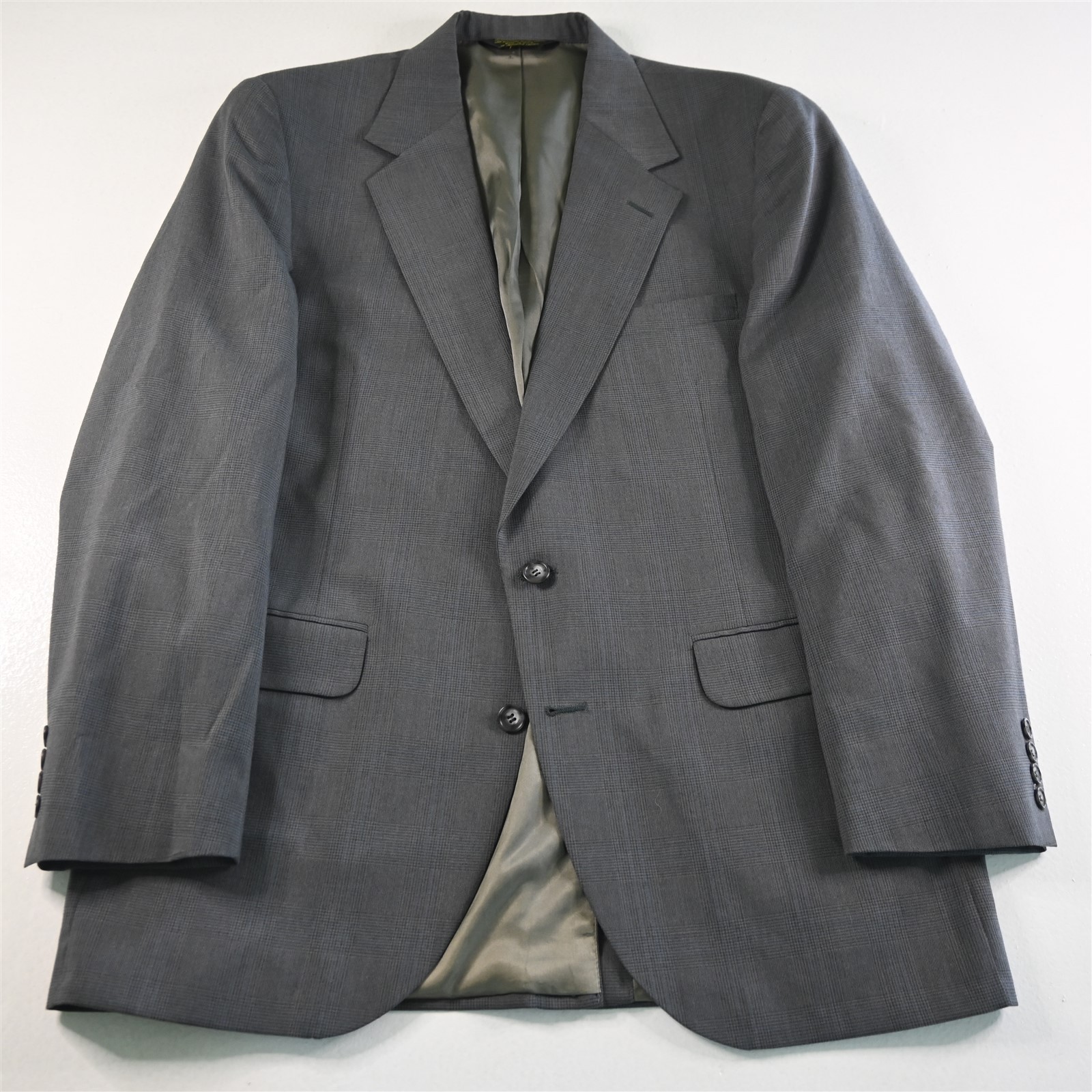 Vtg Deansgate 42L 36×32 Gray Glenn Check USA Made Wool Mens Jacket Pants Suit