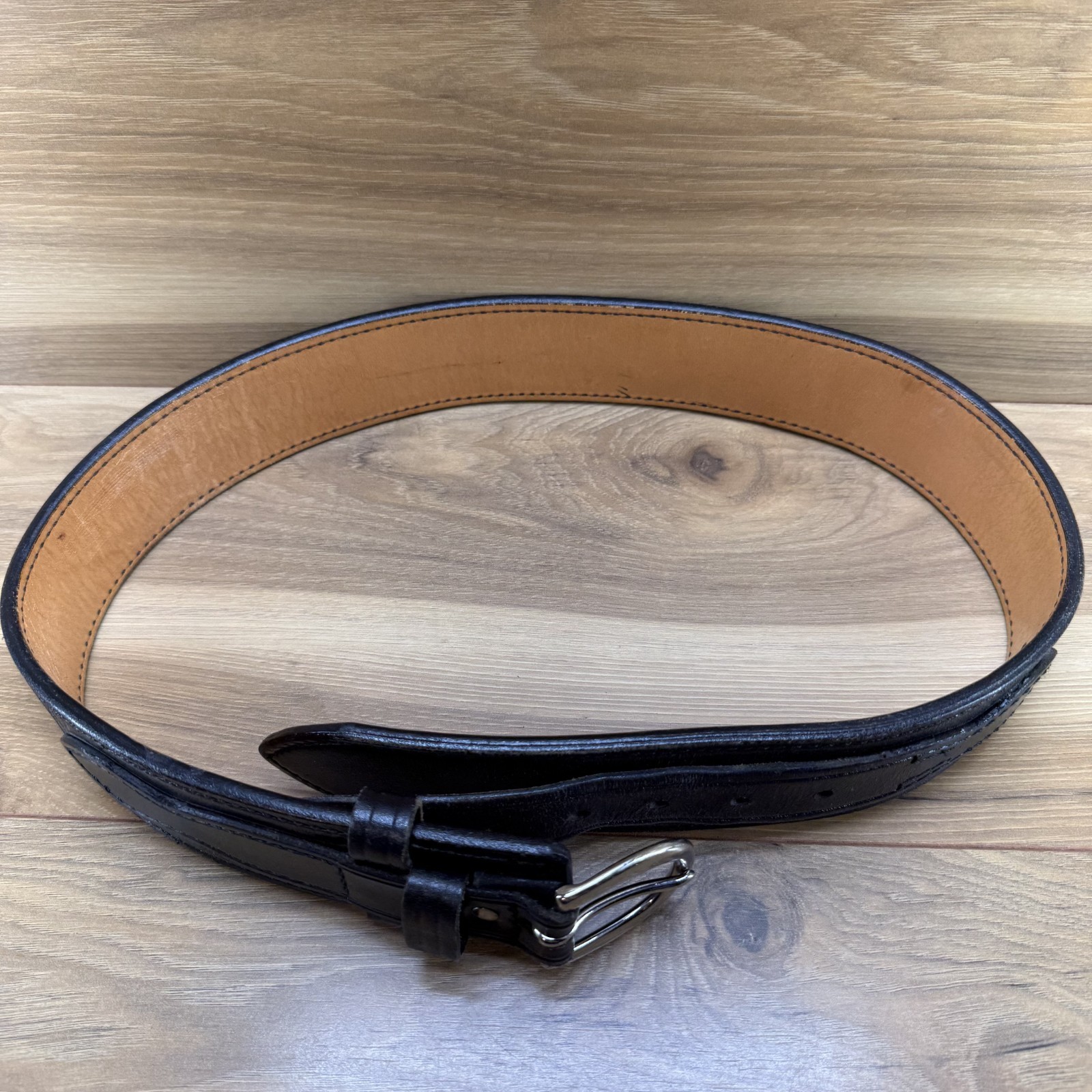 DON HUME Duty Belt 32 Black Leather 2.25 in Oklahoma USA Made