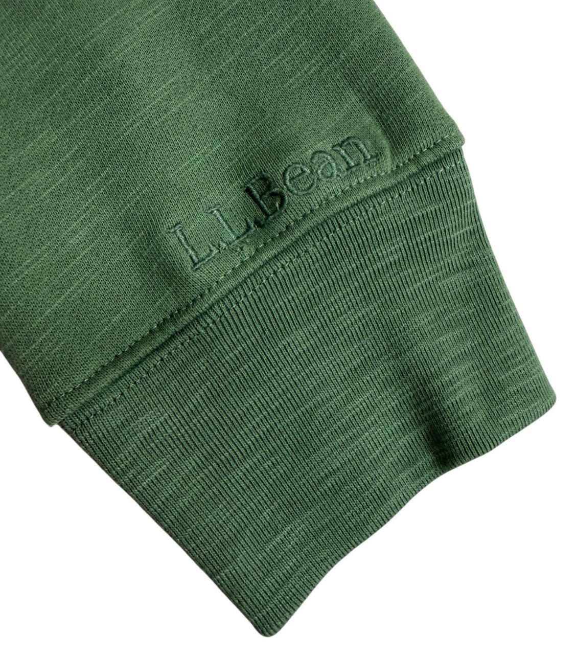 L.L.Bean Men’s M Green Slub Crewneck Sweatshirt Chest Pocket Raglan