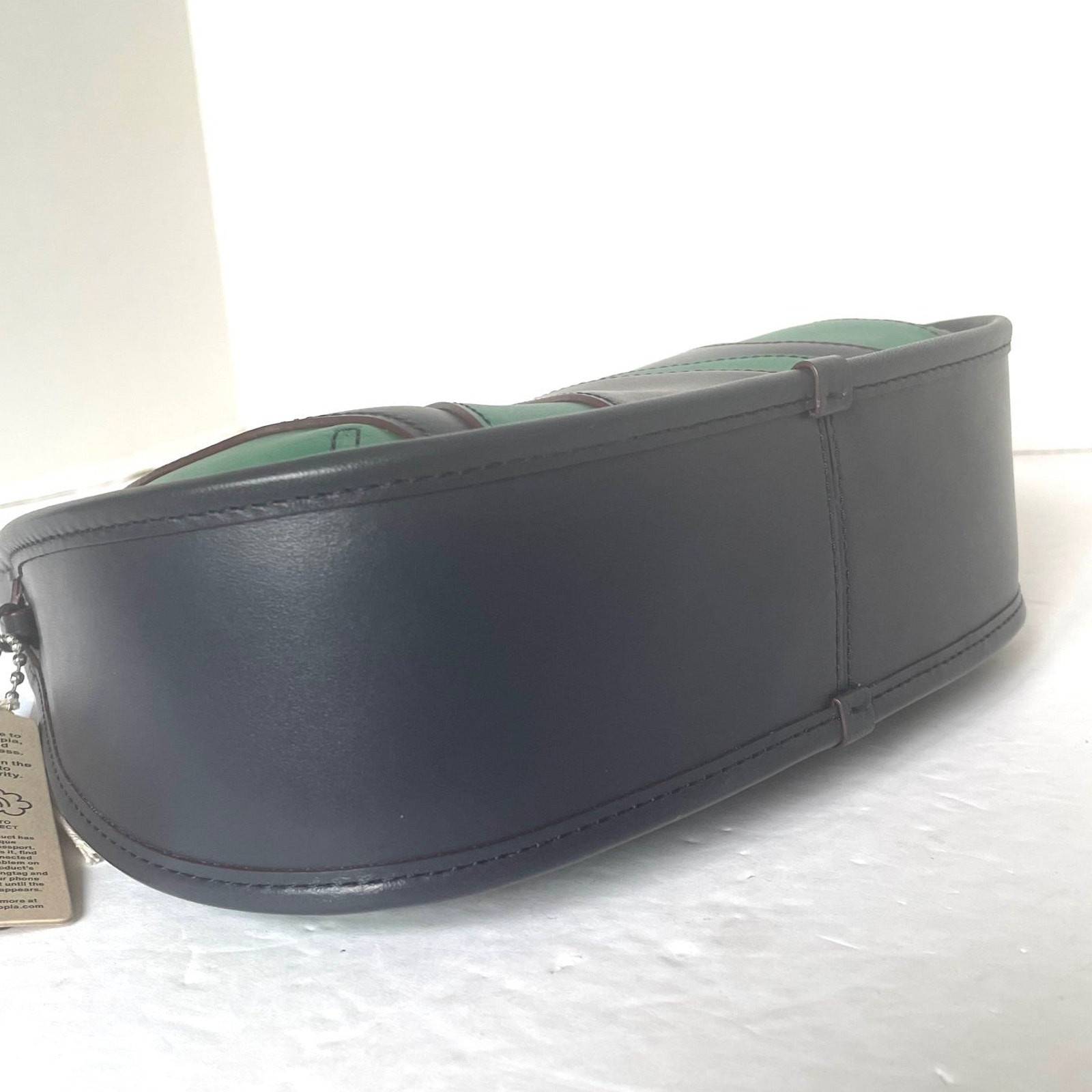 Coach Coachtopia Ergo Bag CQ004 Wavy Stripe Green Leather 90s Shoulder Bag