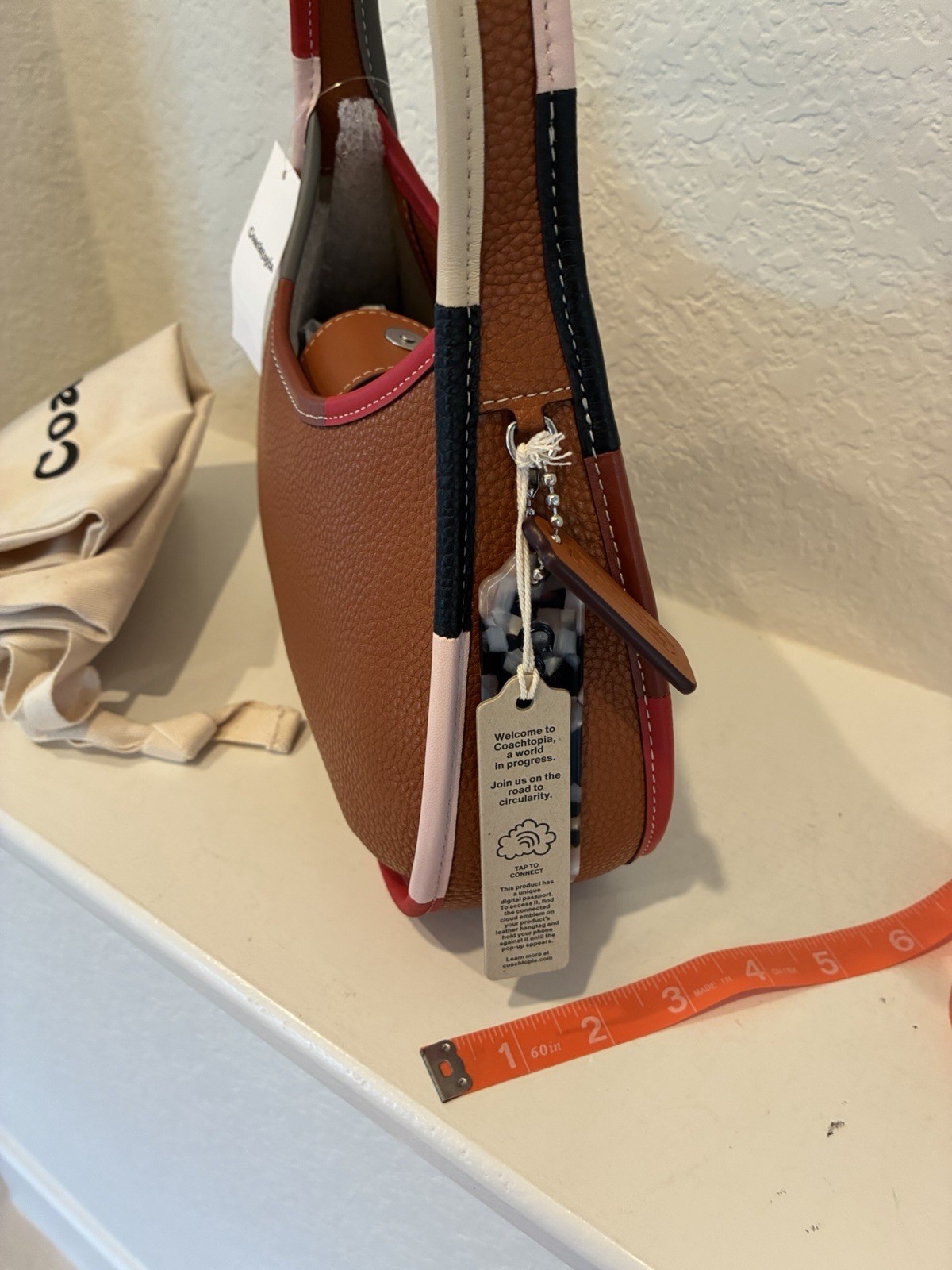 NEW Coach Coachtopia Burnished Amber Leather Ergo Colorblock Standard Bag