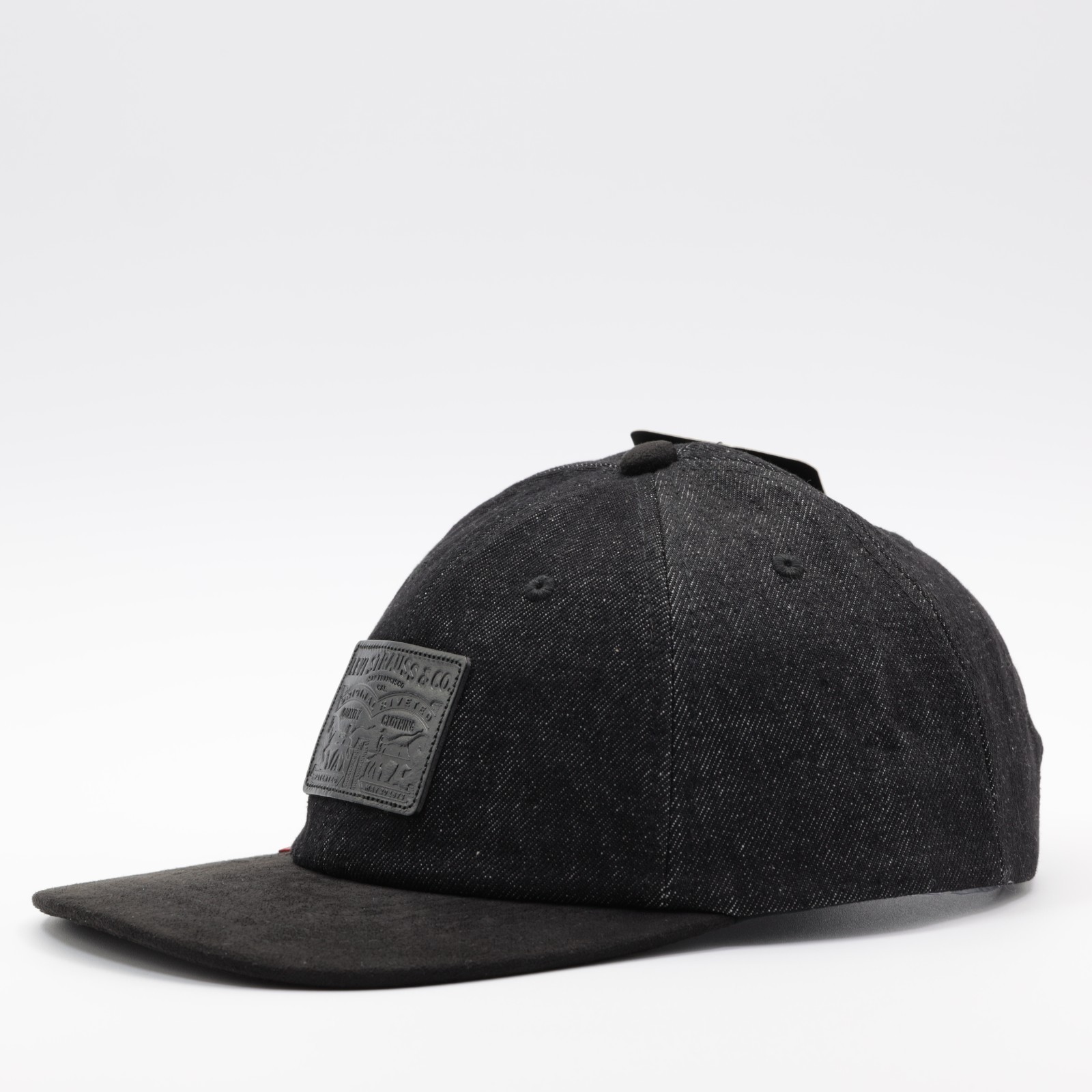 Levi’s Men’s Relaxed Adjustable Fit Leather Patch Denim Dad Cap Black One Size