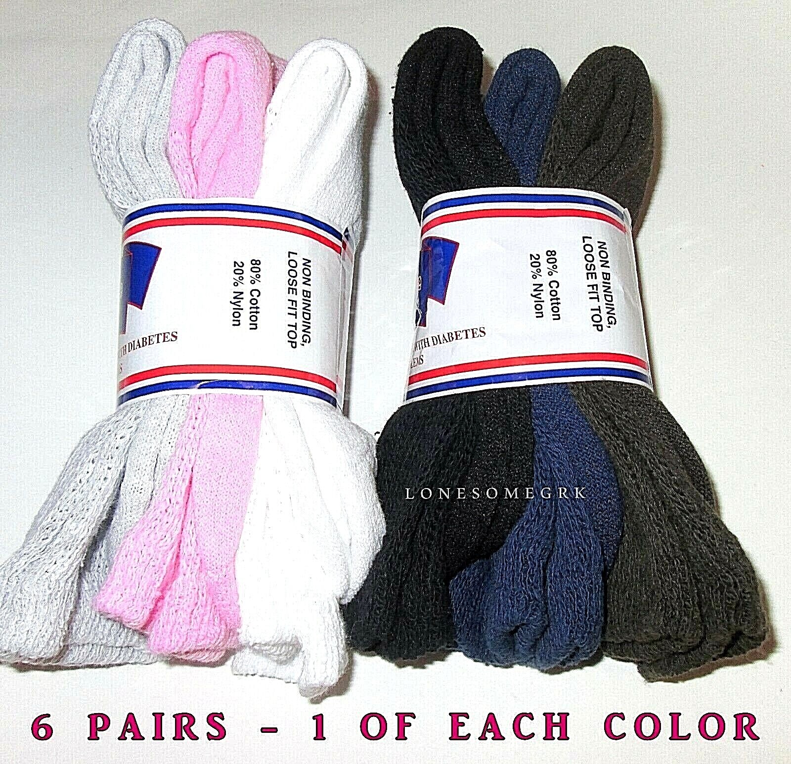 Womens Physicians Choice Diabetic Cotton Crew Socks – Choose Color US Made lot