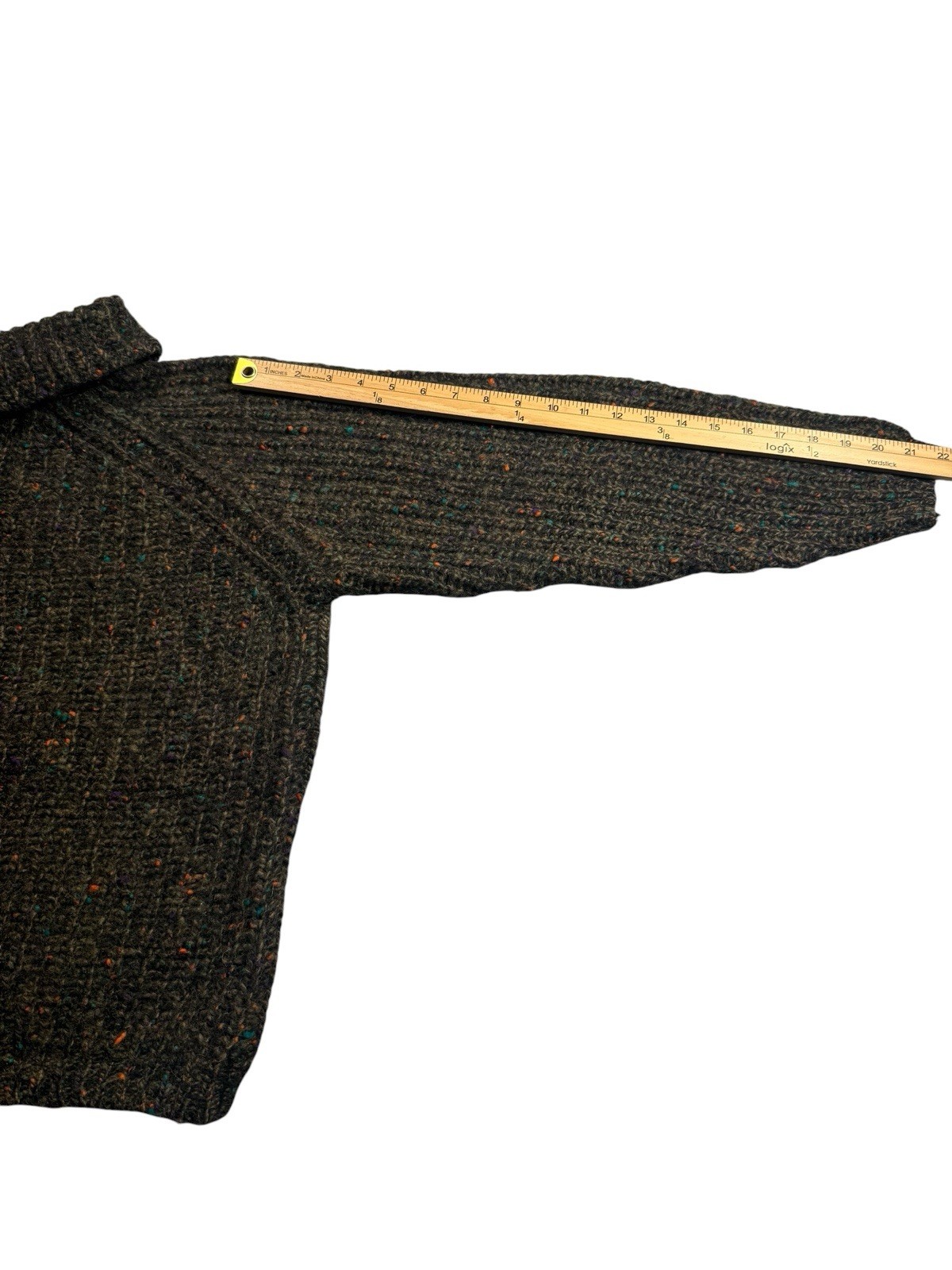 Vintage GAP Medium 90s 100% Wool Chunky Donegal Speckled Sweater Brown Mock Neck