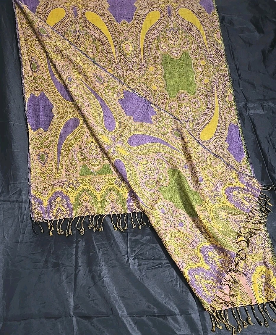 Pashmina Finished Paisley Shawl Wrap 72″by 26″ Fringed Scarf Throw Tapestry Boho