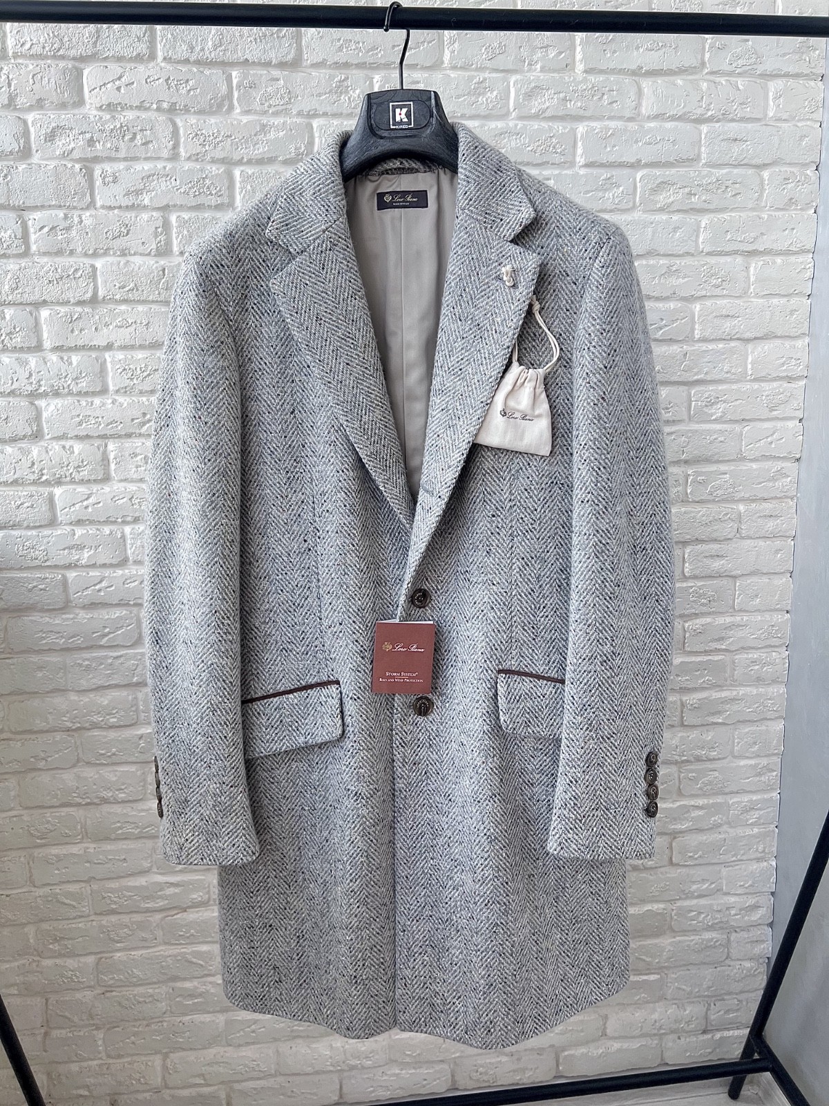 Loro Piana Martingala Cashmere Storm System Knit Gray Coat Jacket Men’s 50