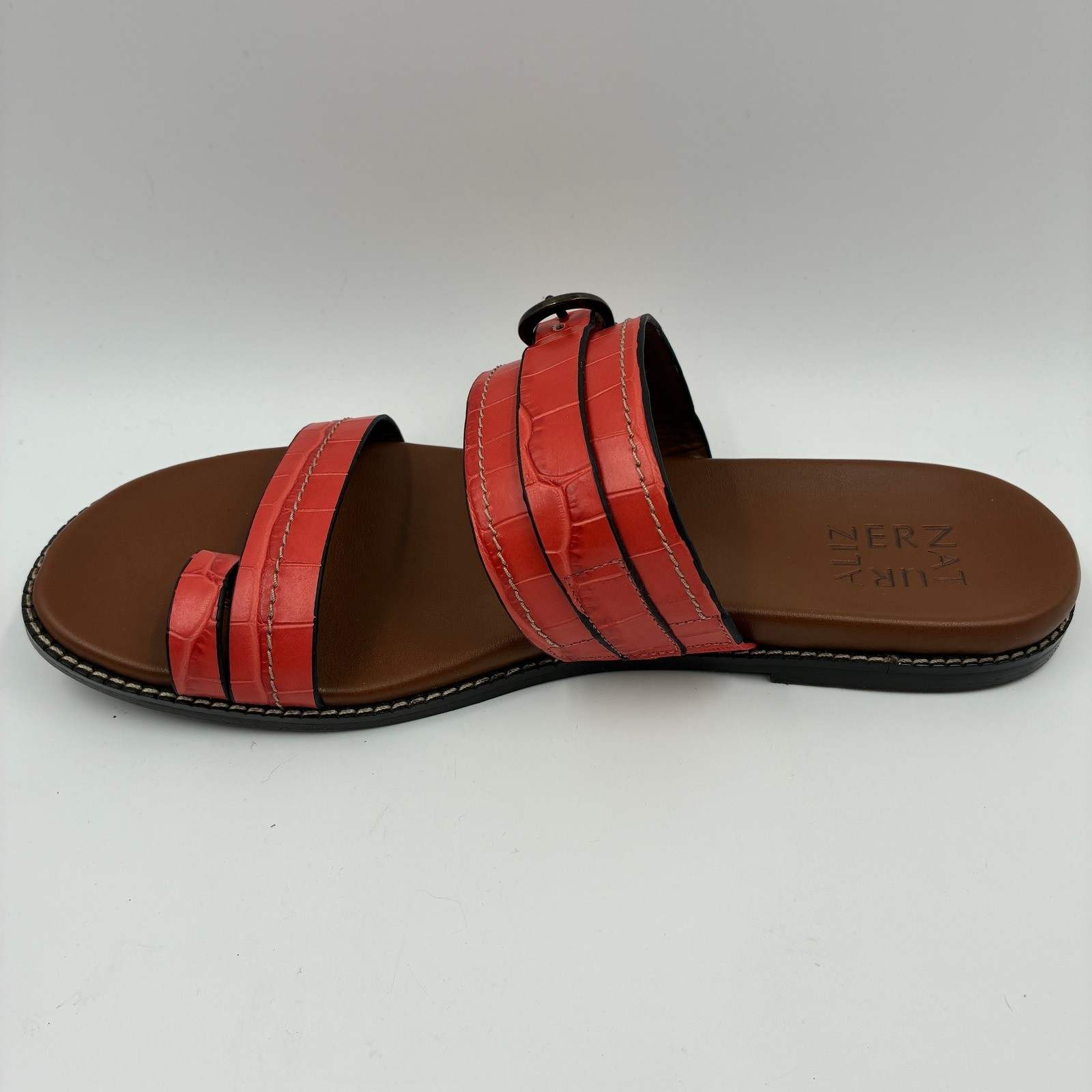 Naturalizer Karlie 9M Mango Spice Croc Leather Slides Toe Loop Sandals Women’s
