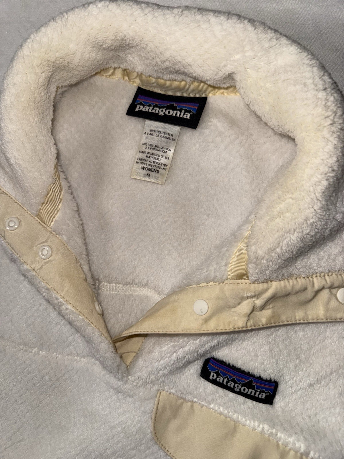 Patagonia Womens Re-Tool Snap-T Fleece Pullover Cream Off White Size Medium M