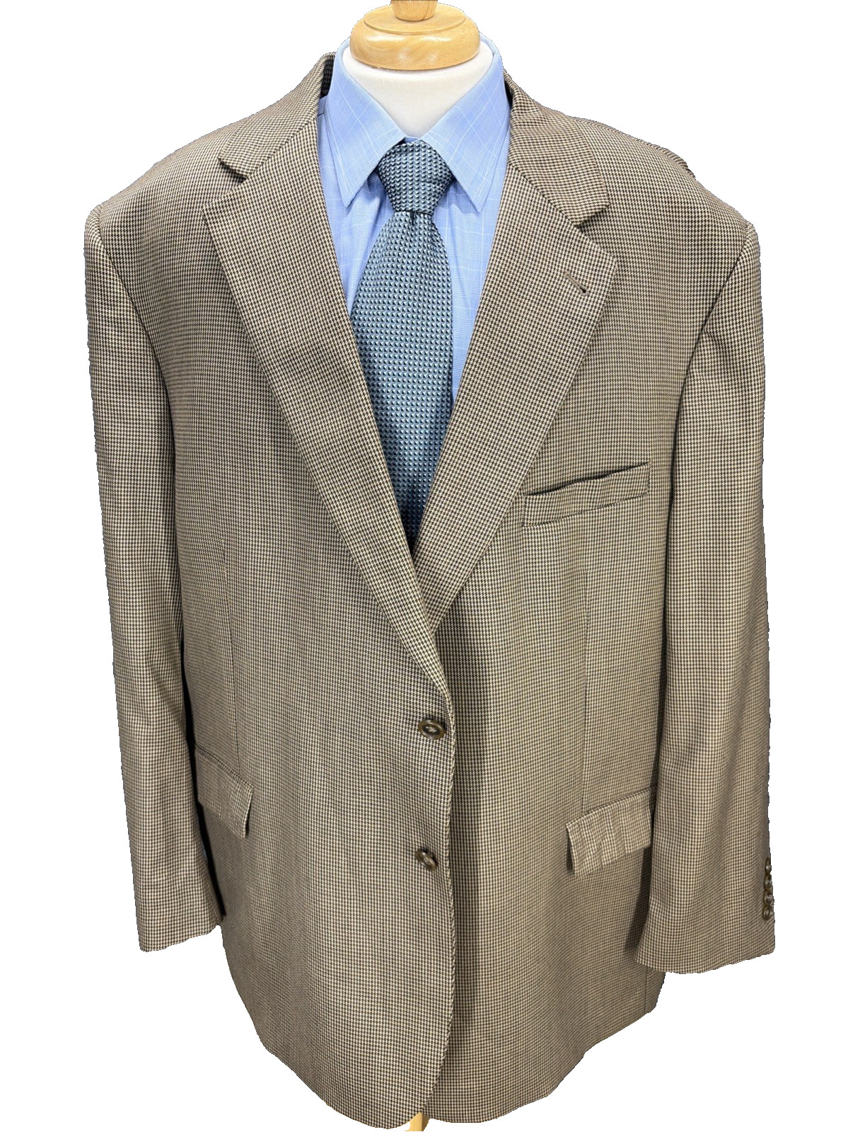 Jos A Bank Blazer 54R Brown Houndstooth 100% Wool Signature Sports Coat