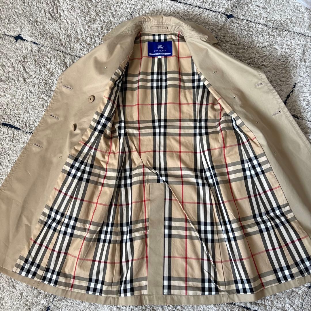 Burberry Blue Label Trench Coat Long Mega Check Belt