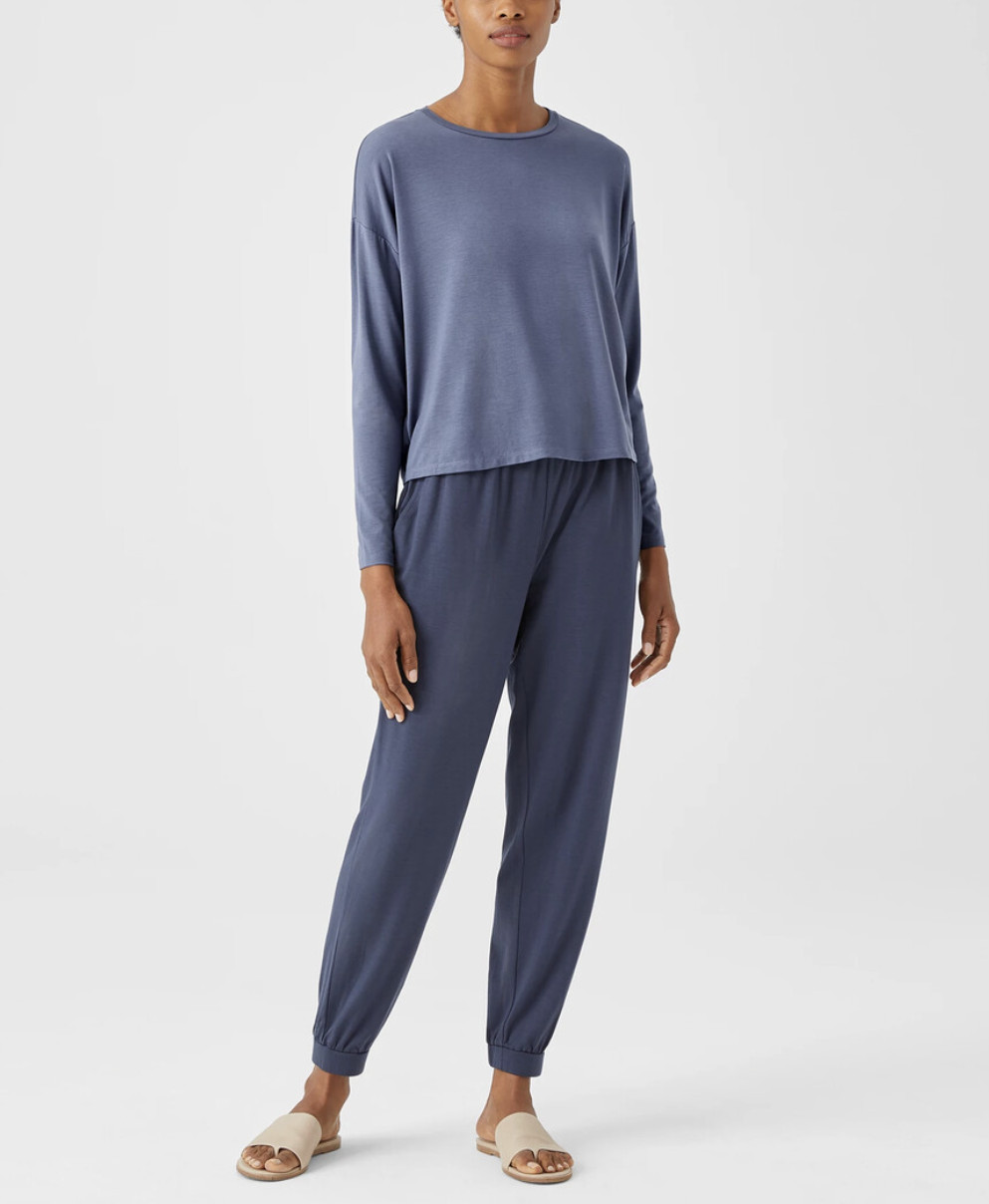Eileen Fisher Women’s Twilight Fine Jersey Boxy Fit Short Length Box-Top Sz M