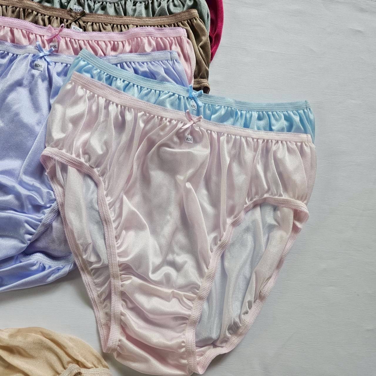 12 Plus Underwear Mid-Waist Panties Women Mens Briefs Nylon Silky Soft /2XL/Mix
