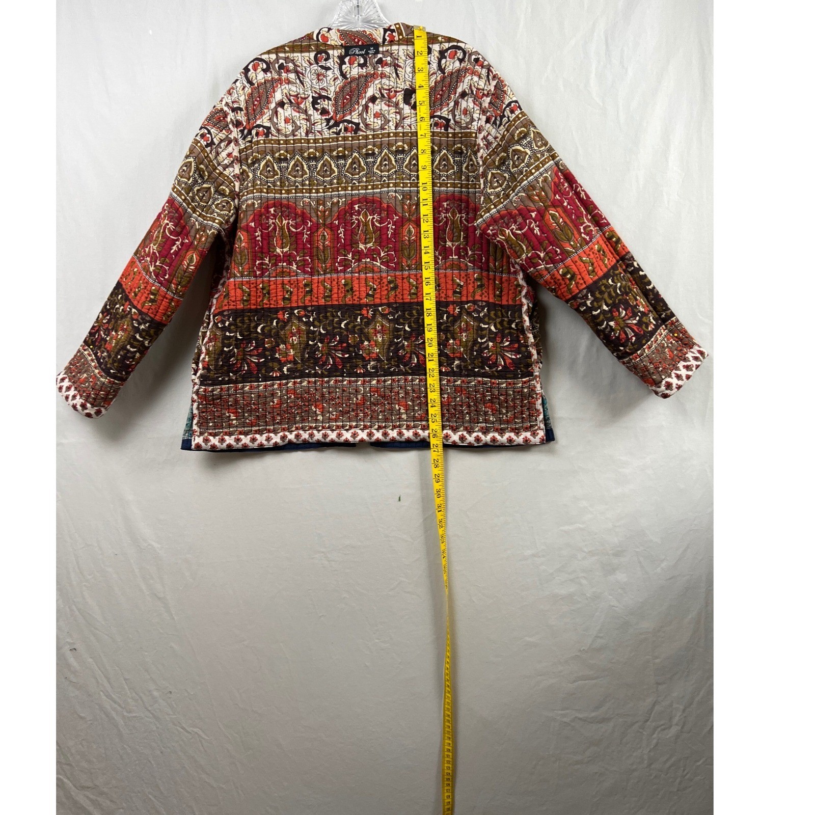 Phool Reversible Quilted Jacket Women Medium Blue Rust Cotton Paisley Boho India
