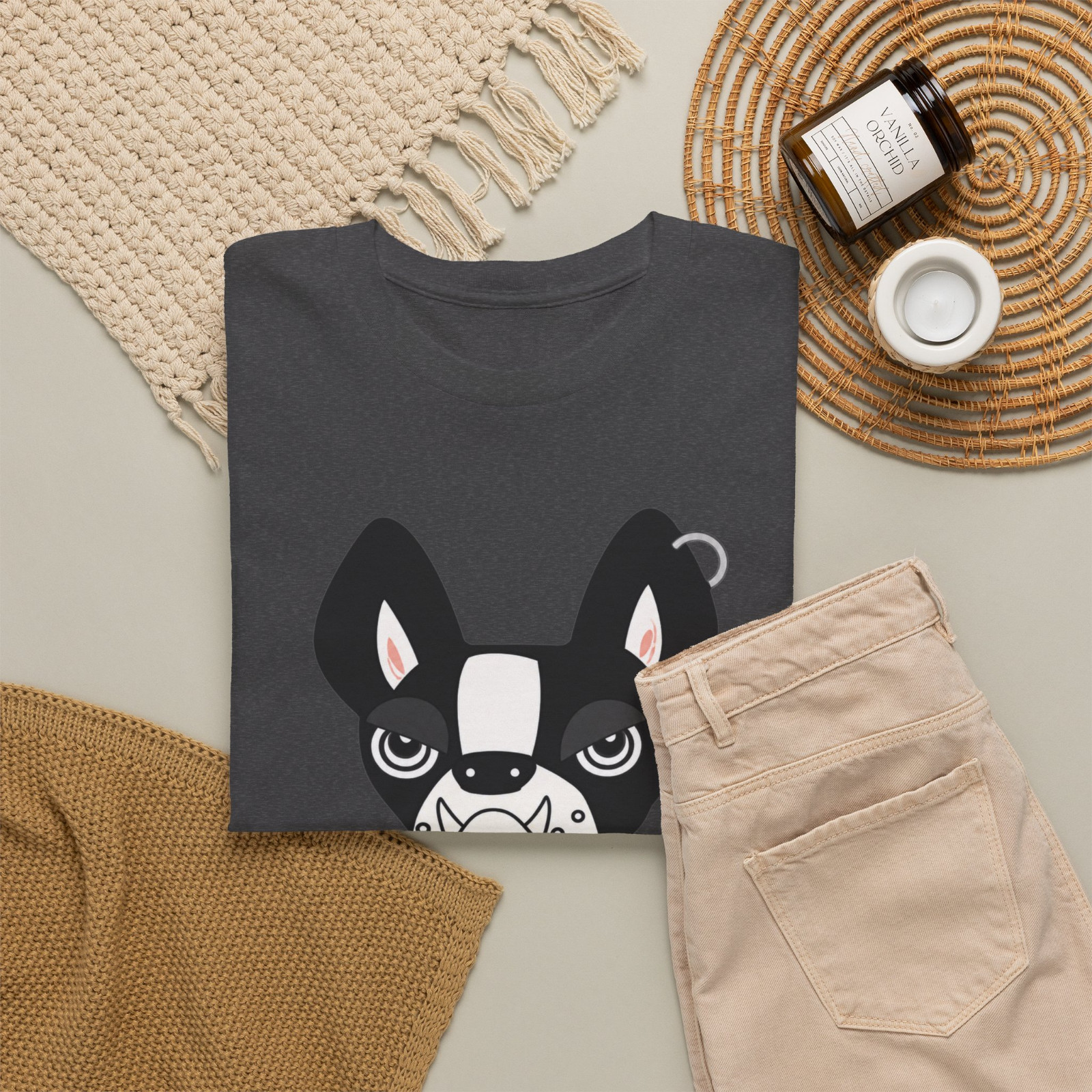Bulldog Mascot Maple Leaf Urban Streetwear Graphic T-Shirt