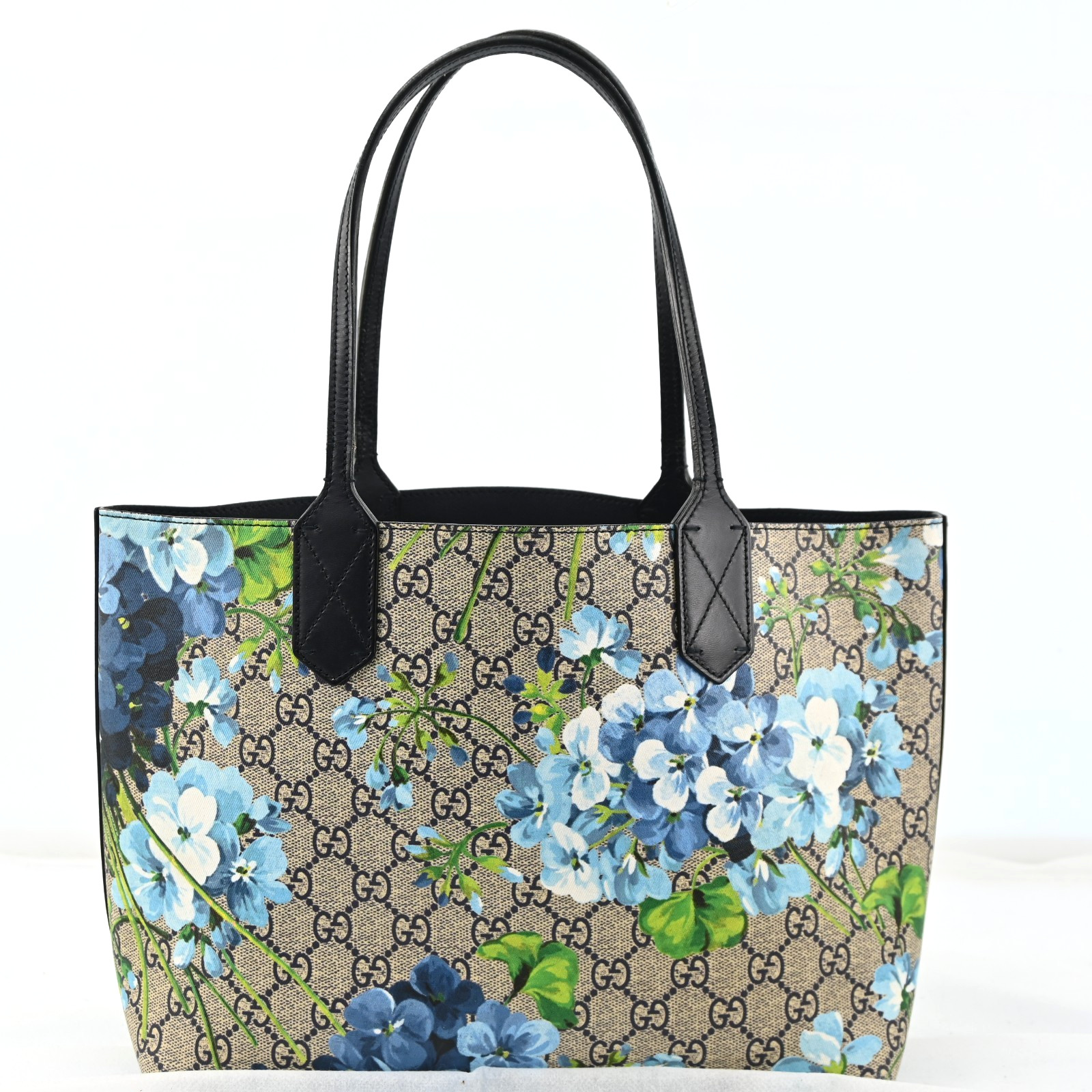 GUCCI Blooms Printed Tote Bag GG Reversible PVC Blue M1371YC804