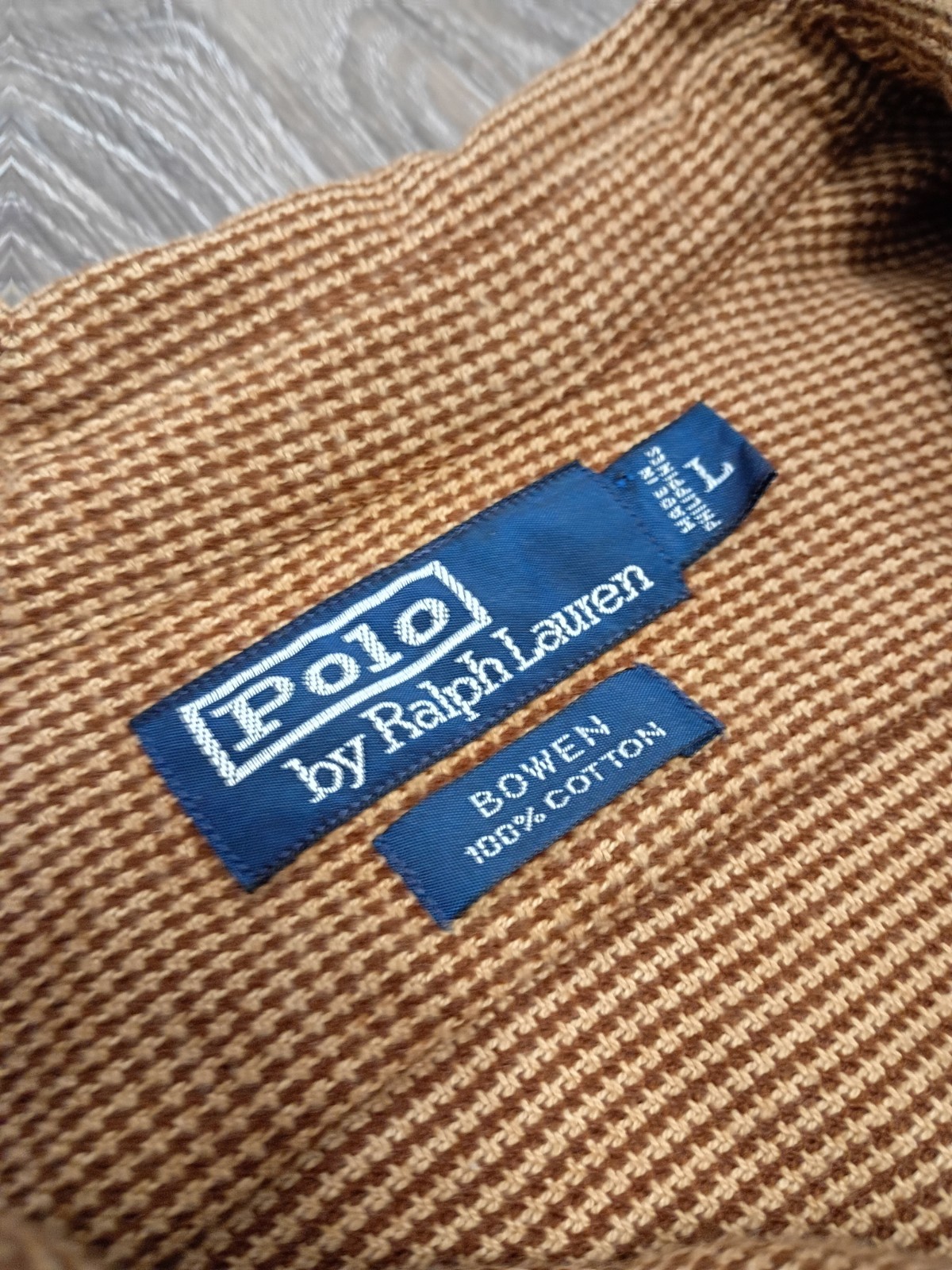 Polo Ralph Lauren Bowen Flannel Shirt L Rust Brown Hounds Tooth Cotton Suede