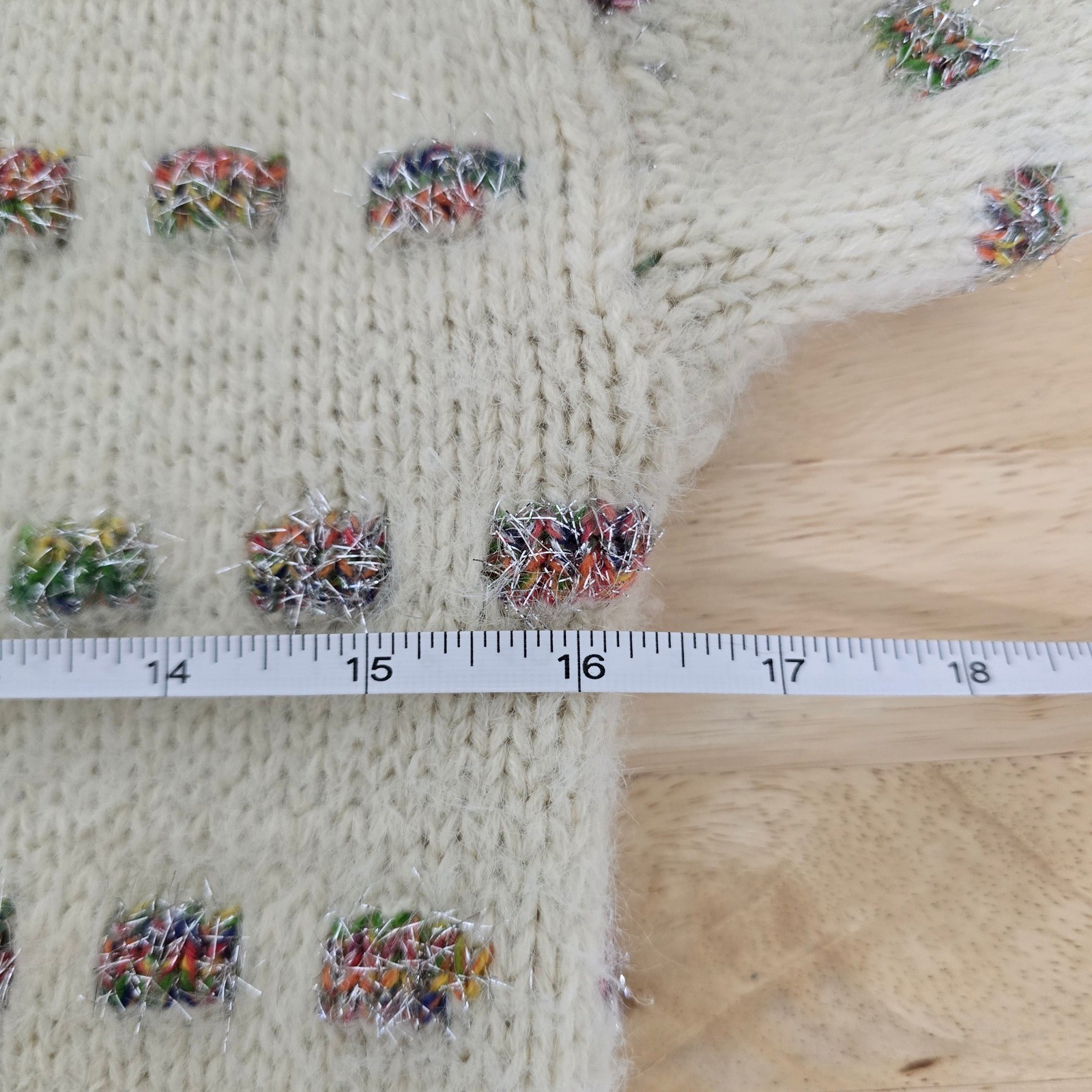 Moth Anthropologie Ivory Multicolor Metallic Lurex Dash Knit Sweater Womens XXSP