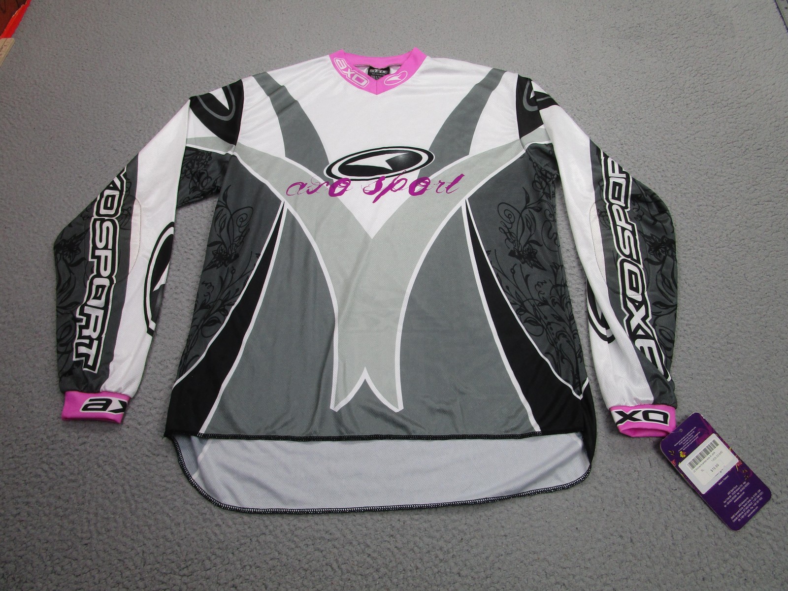 AXO Sport Jersey Shirt Womens XL Pink Gray Long Sleeve Motocross MX Moto Riding