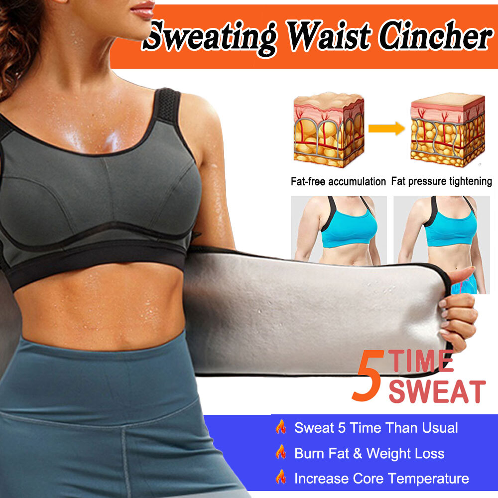 Women Waist Trainer Sauna Neoprene Sweat Belt Tummy Control Yoga Gym Body Shaper