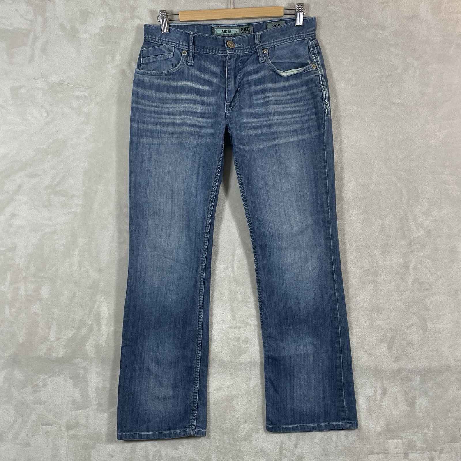 BKE Aiden Bootleg Jeans Mens 30S (30×29) Blue Medium Wash Bootcut Denim