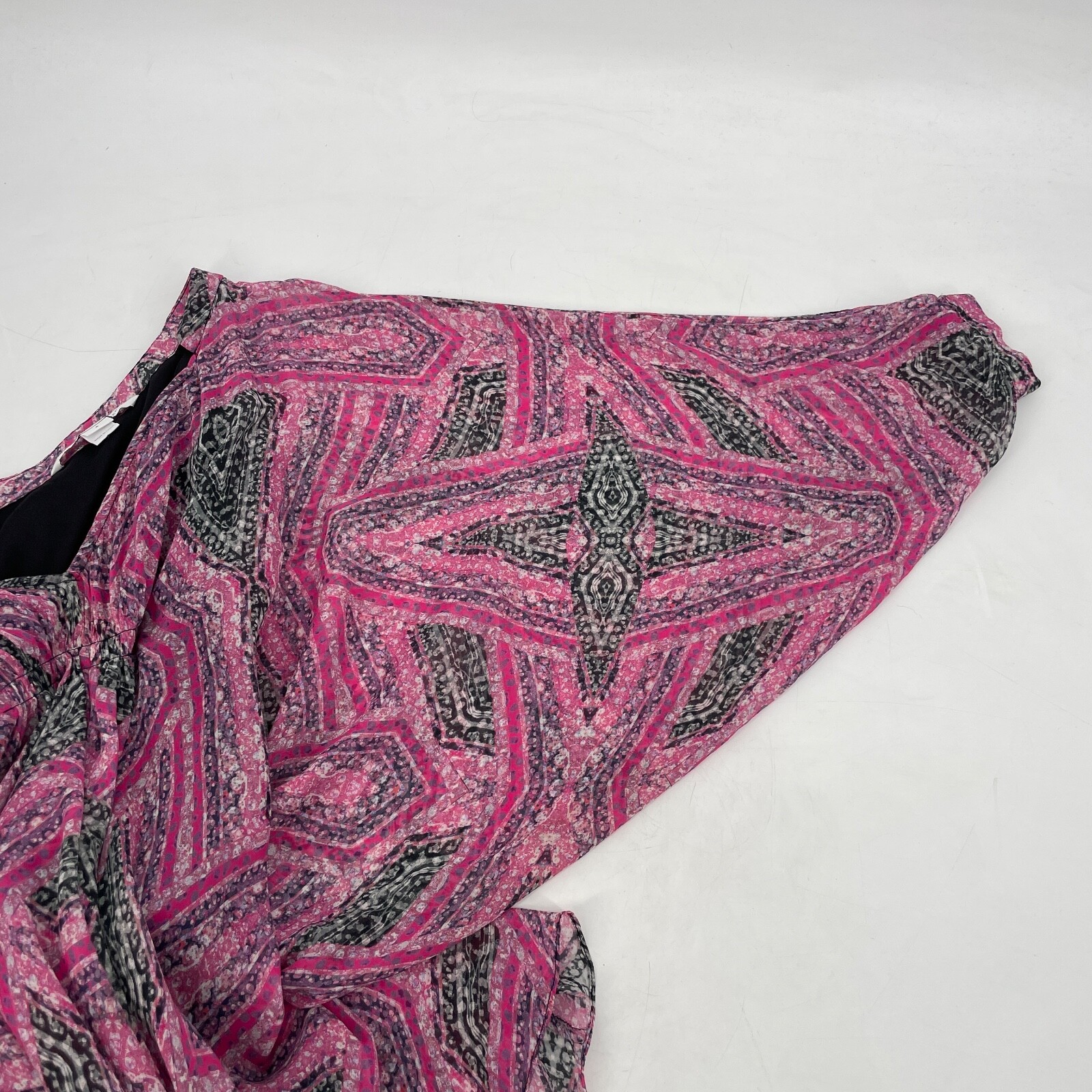 DVF Diane Von Furstenburg size 6 Fleurette Pink Black Sheer Mini Dress 100% silk