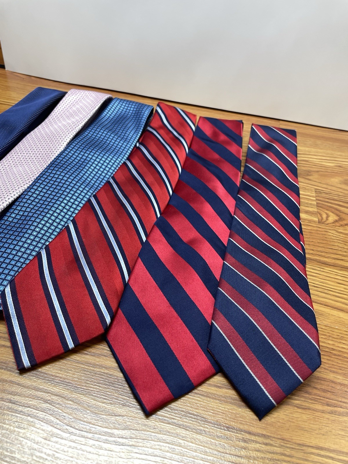 Michael Kors Calvin Klein Tommy Hilfiger Tie Lot 6 Blue Pink Red Striped Classic