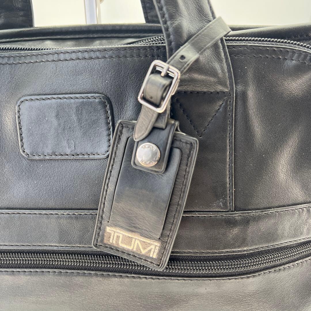 Tumi 907D3 Genuine Leather Briefcase Black A4 Business Bag Zipper Men 39cm