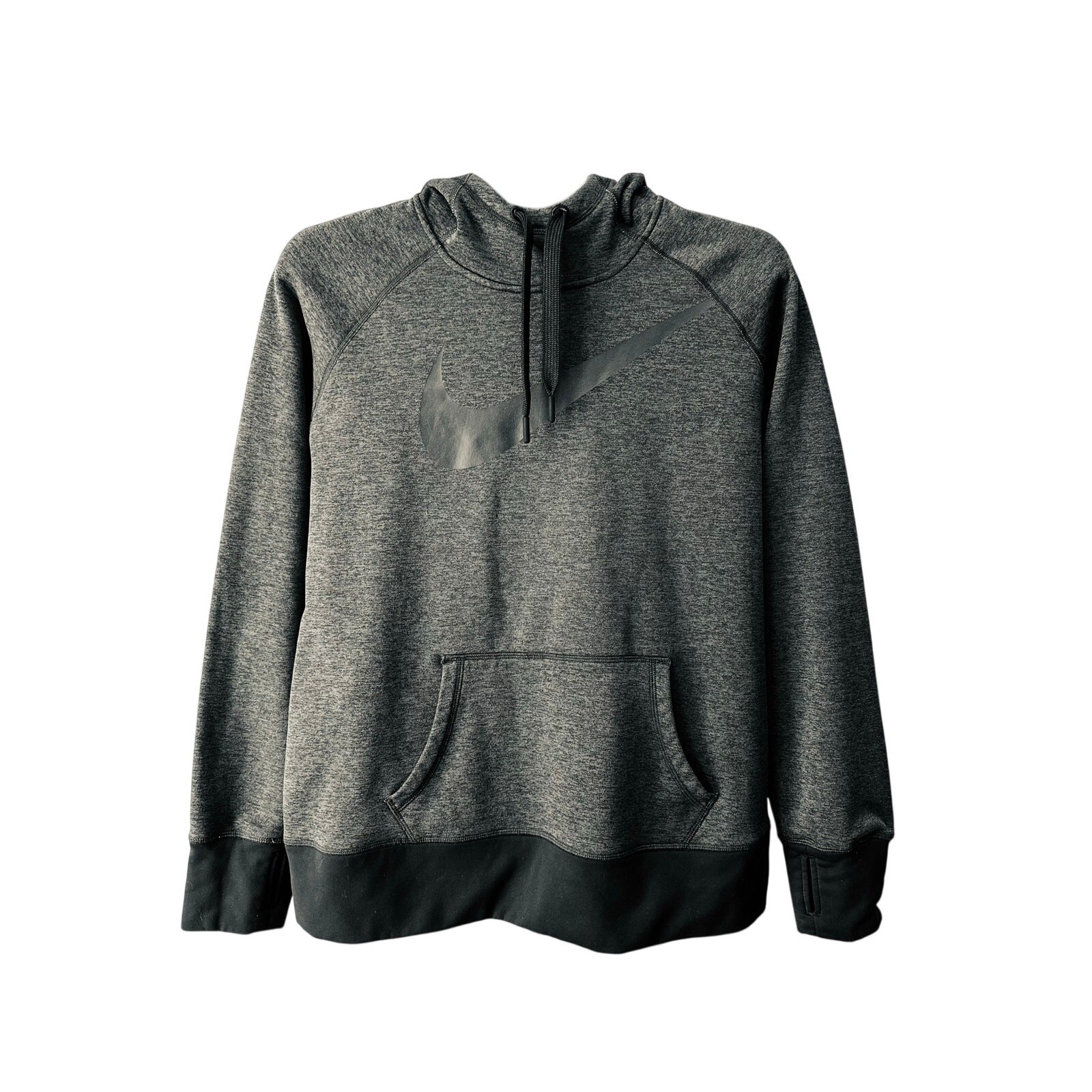 Nike Therma-FIT Hoodie Womens Large L Charcoal Gray Pullover Swoosh Sweatshirt