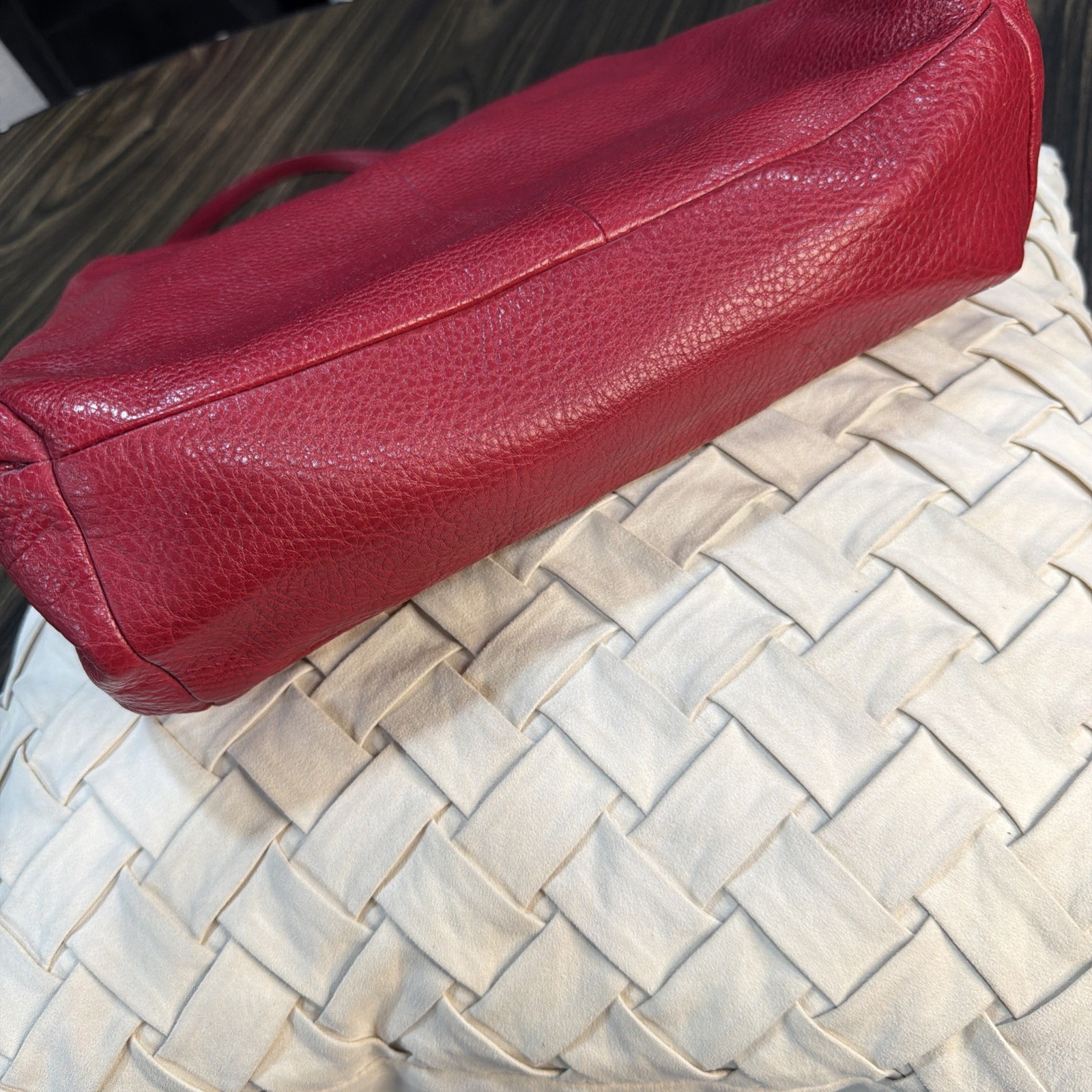 Coach Red Leather Phoebe Madison Shoulder Bag 3 Compartment With Gold Hardware