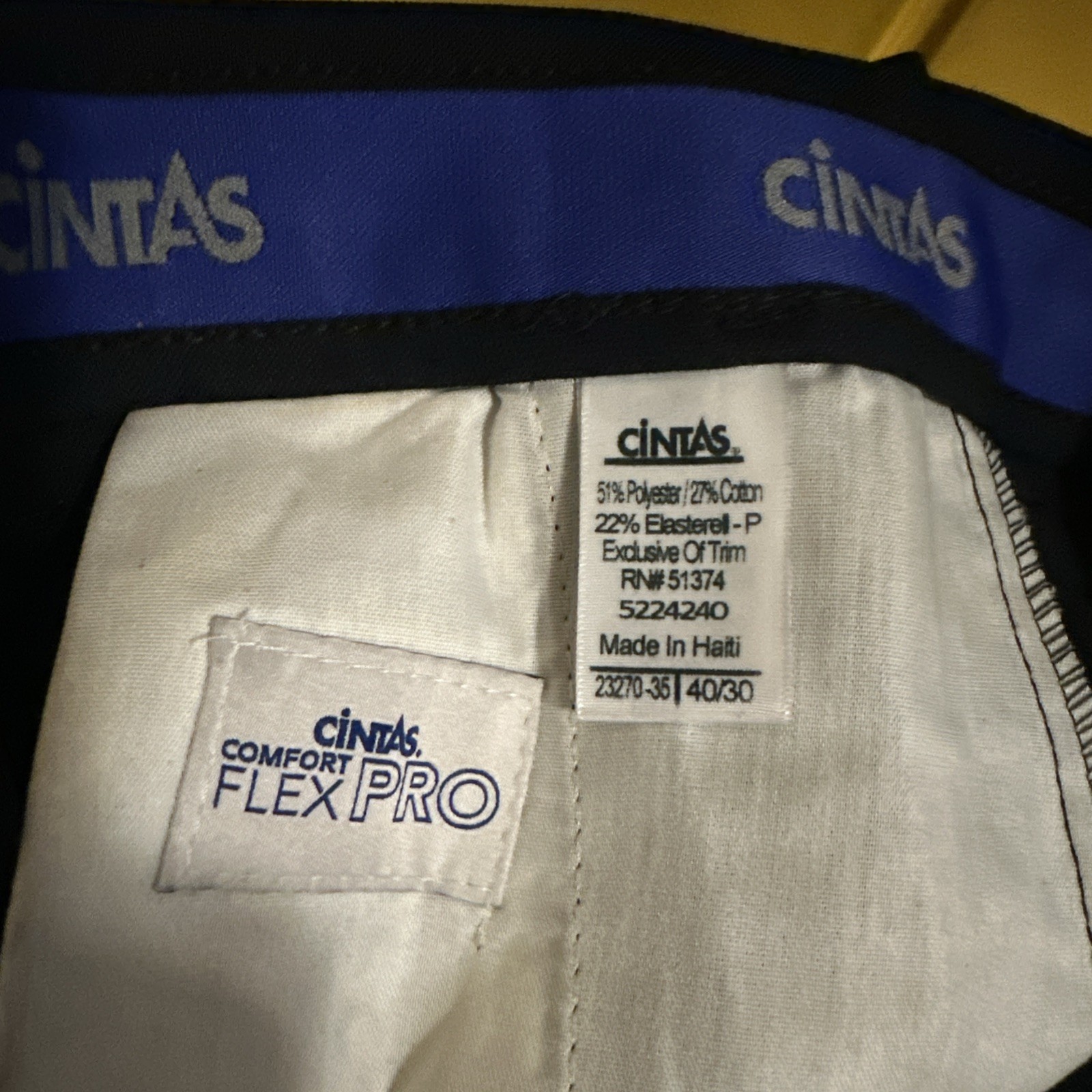 Lot Of 2 Cintas Comfort Flex PRO Cargo Work Pants Size 40×30 Black #23270-35