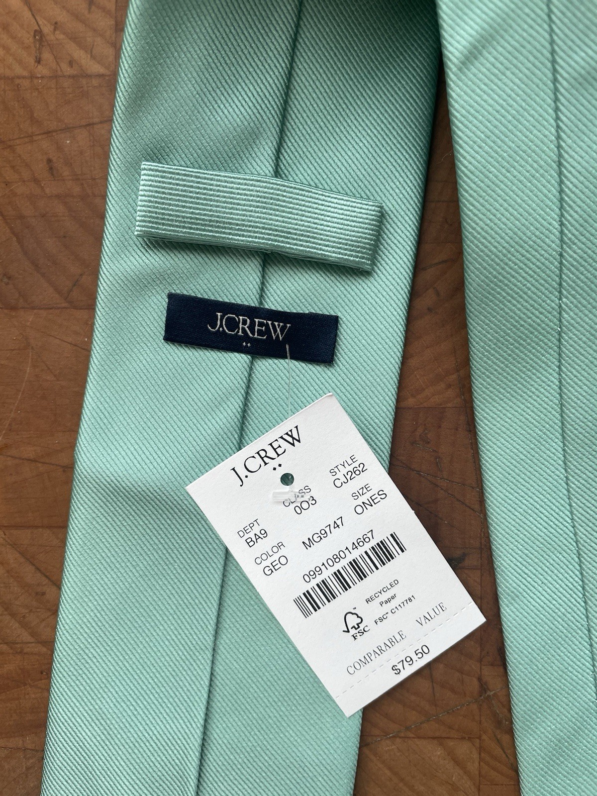 J. CREW FACTORY silk solid printed tie in Green Eoe NWT $79.50 CJ262