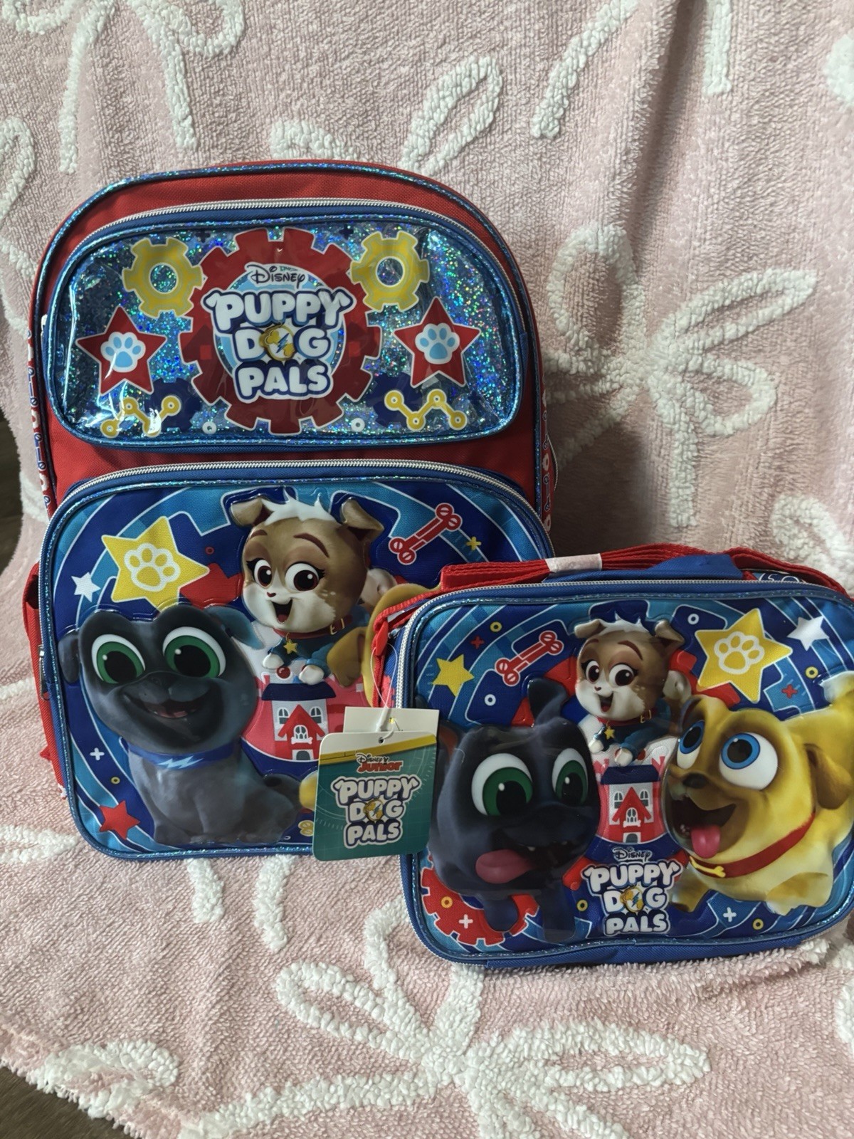 Vintage Y2K 16inch Disney Junior Puppy Dog Pals Backpack & Lunch Bag Set