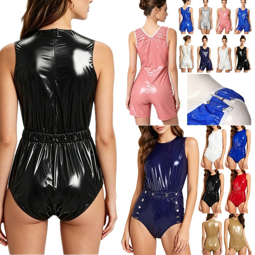 US YiZYiF Plastic Bodysuit for Women Men Diaper Coveralls Special Needs Clothing