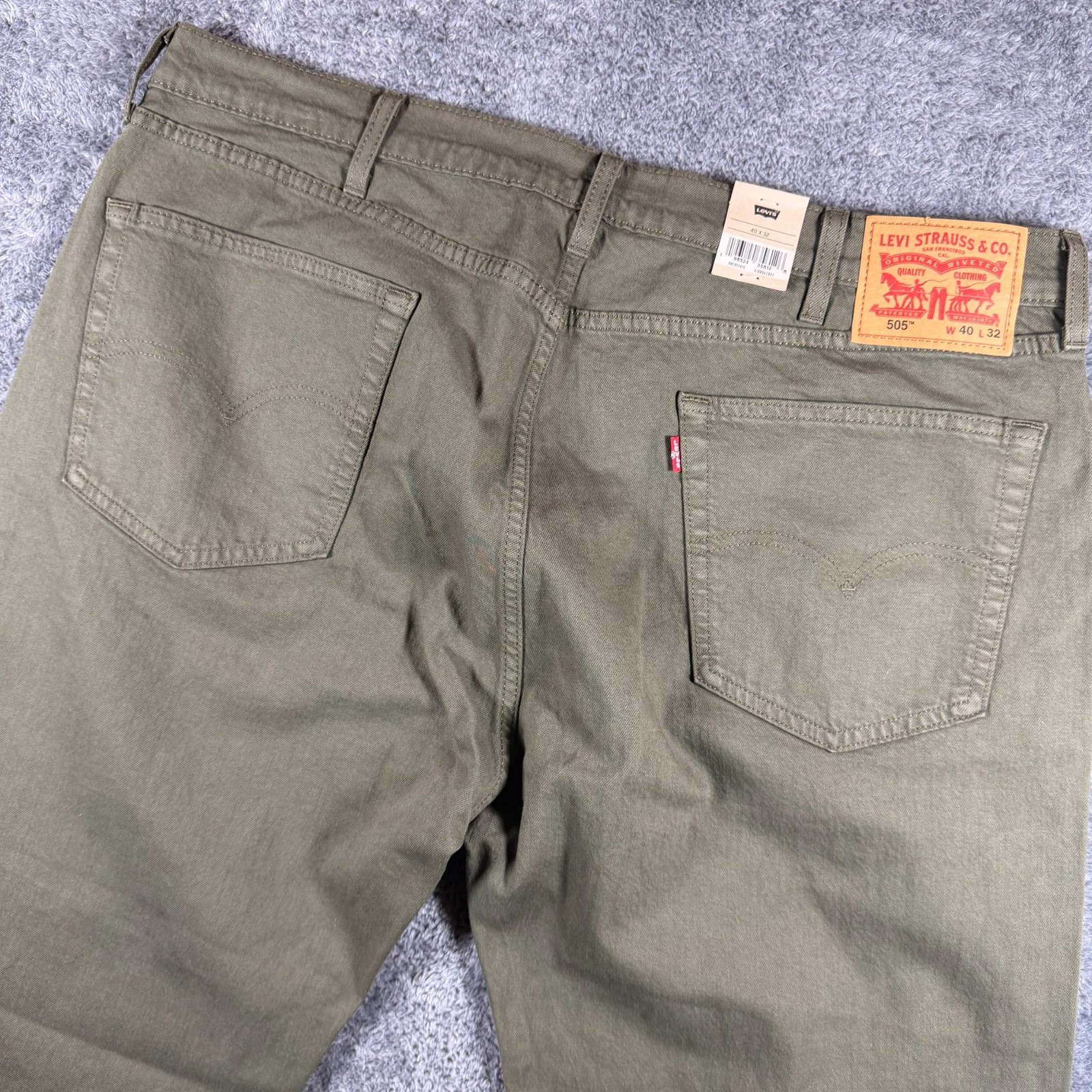 Levis 505 Jeans Mens 40×32 Green Regular Fit Stretch Denim NWT