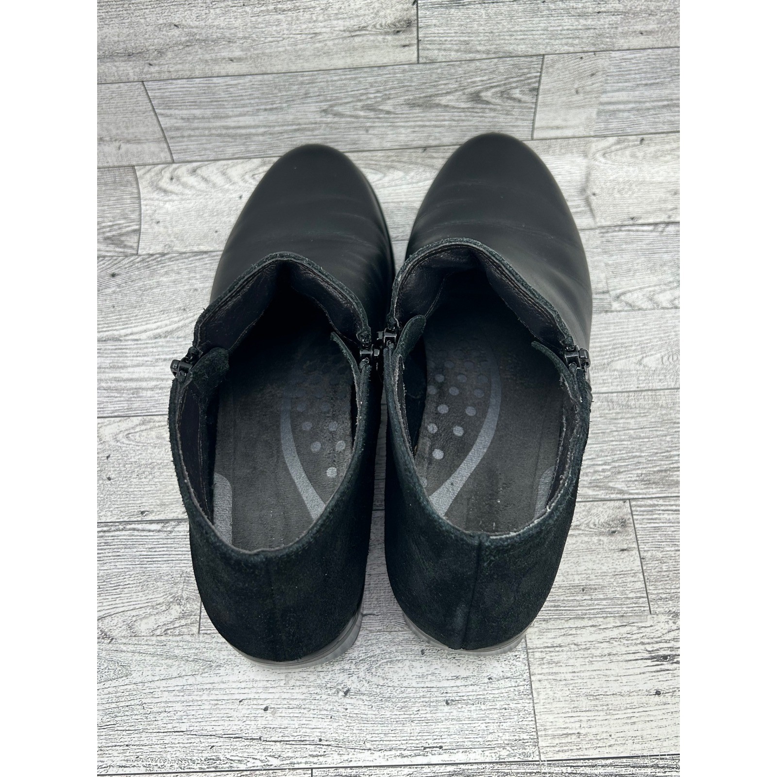 Naot Black Leather Suede Dual Zip Ankle Boots Women Size EU 40 US 9-9.5