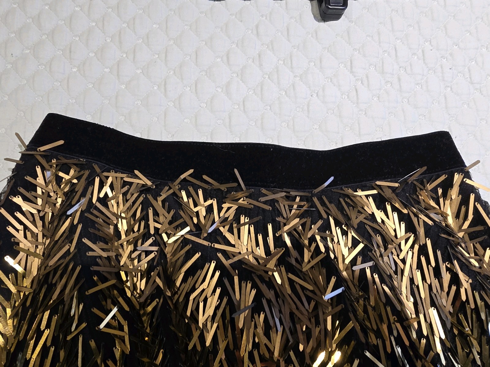 Alice + Olivia Cina Embellished Glitter Tassel Mini Skirt Ombre Gold Size 2