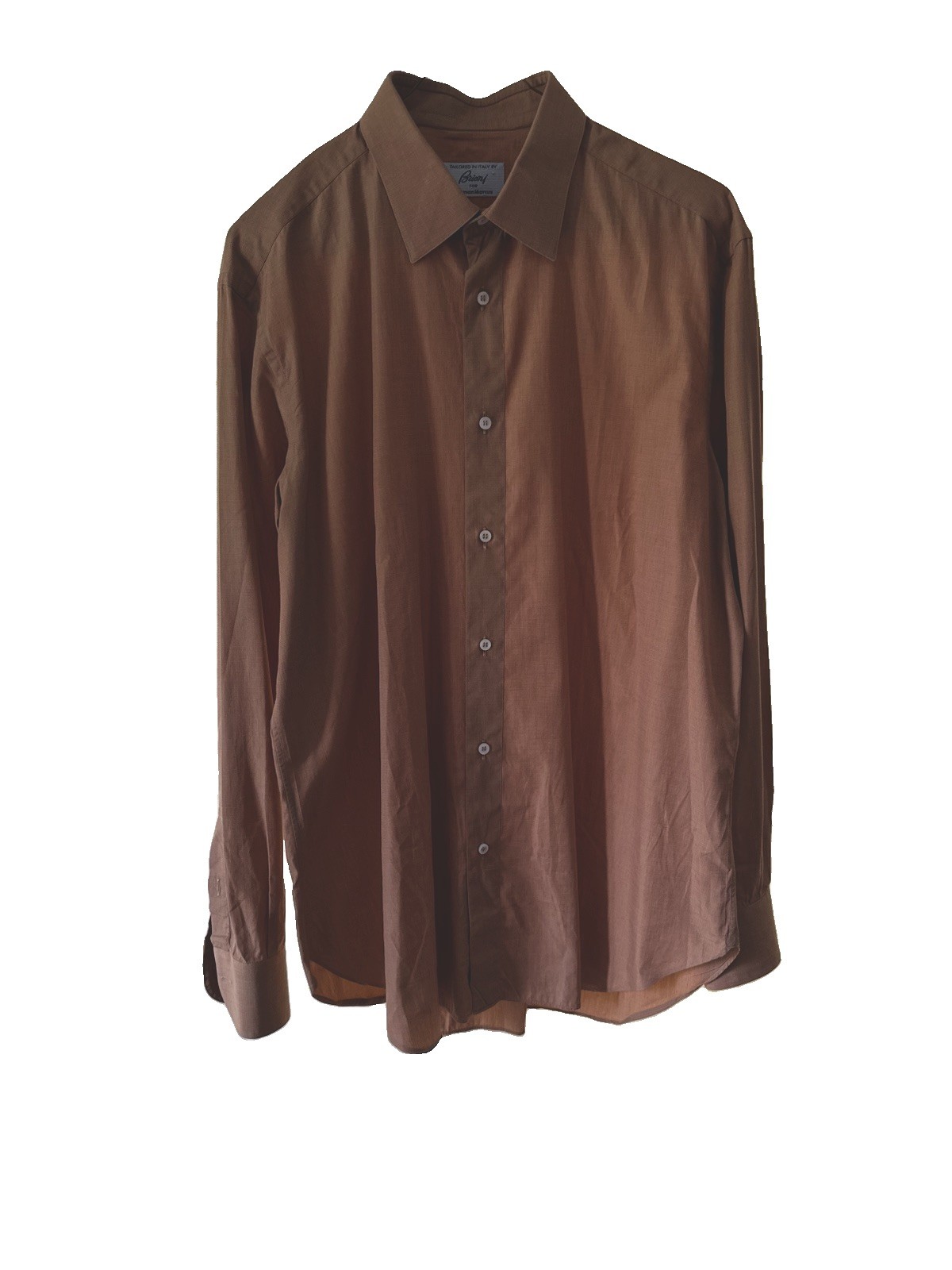 Brioni Men’s 16 Dress Shirt Golden/Tan Tailored Italy for Neiman Marcus Cotton