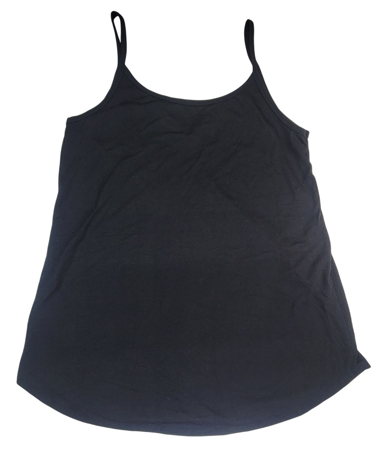 Black Sleeveless Cami Tank Top Polyester/Rayon/Spandex Blend Womens