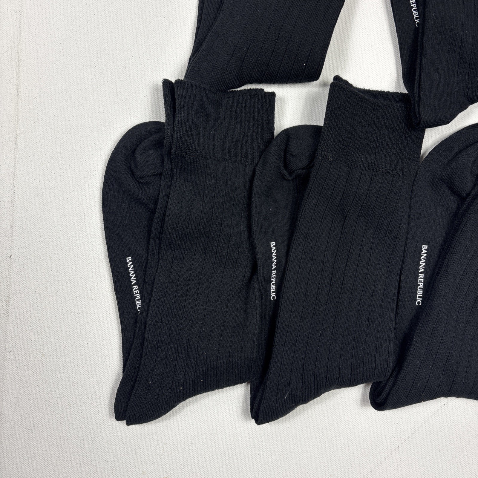 Banana Republic Men’s Dress Sock 5pk Black Crew Fit Ribbed Cuff Size 7 to 12