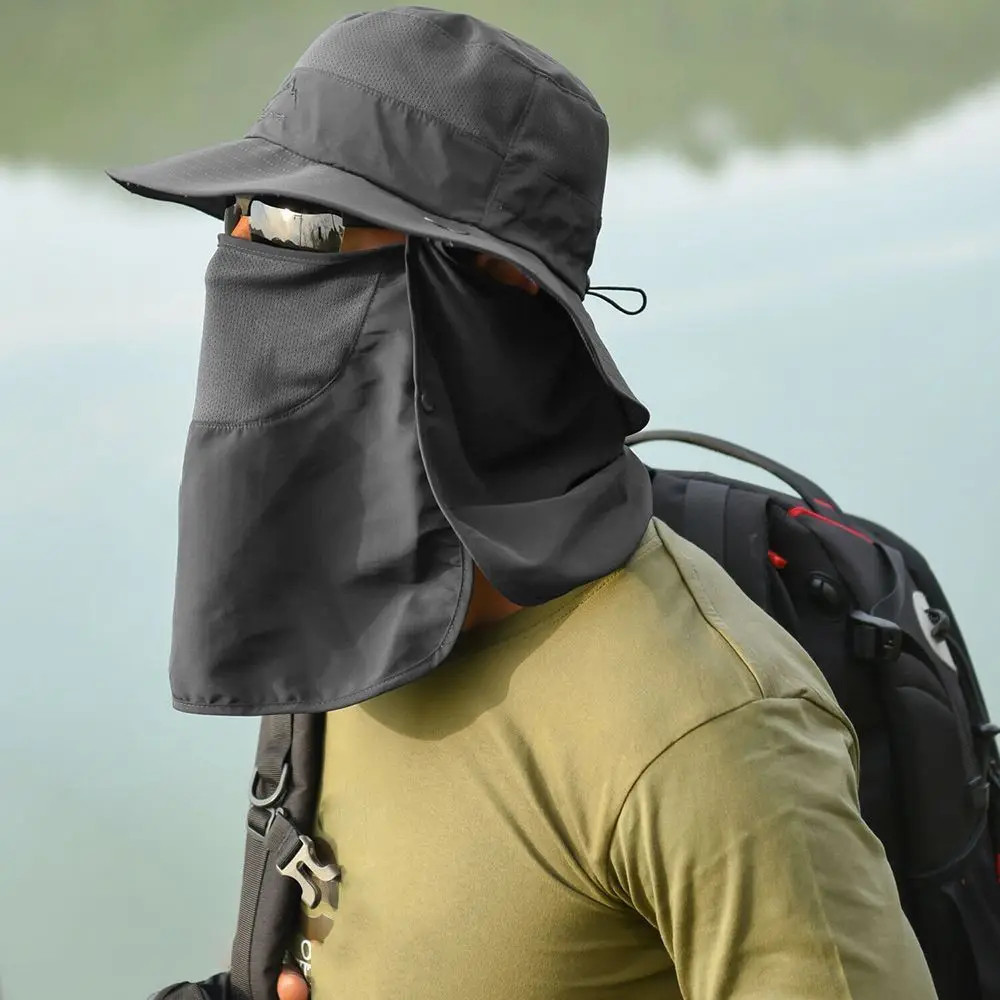 Wide Brim Sun Hat UV Protection Bucket Cap For Hiking Camping Fishing Safari Men