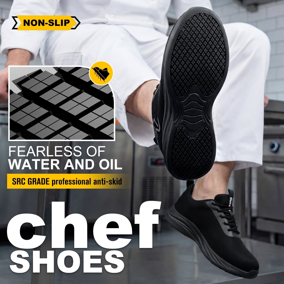 Comfortable Non-Slip Men’s Chef Kitchen Shoes Waterproof Oil Resistant Worker
