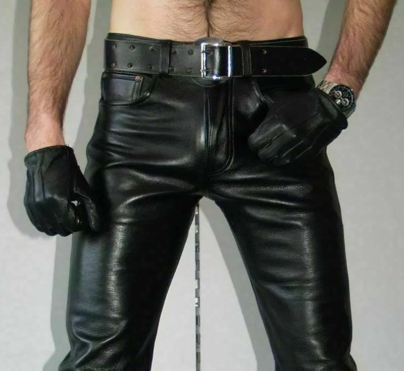 Men’s Black Genuine Lambskin Real Leather Casual Jeans Biker Leather Pants