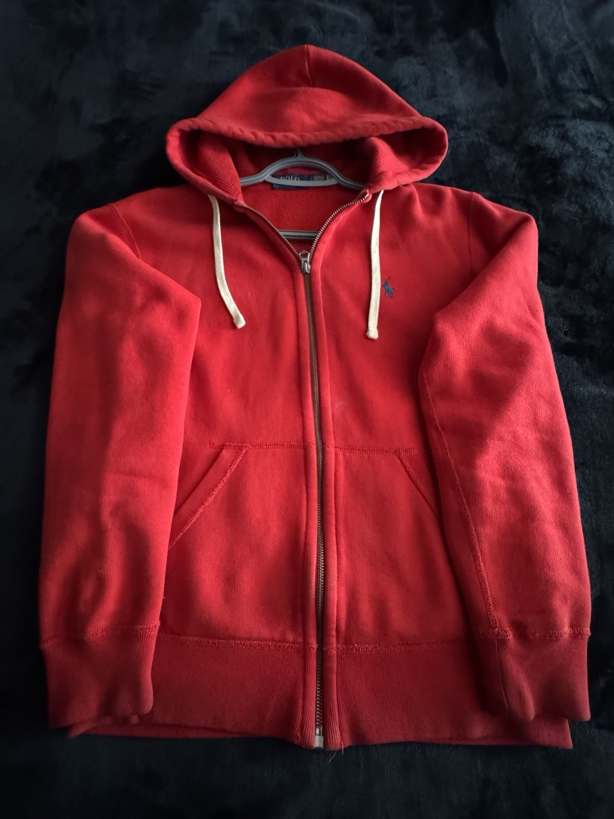 Polo Ralph Lauren Red Full Zip Hooded Fleece Hoodie w/ Pockets Size S