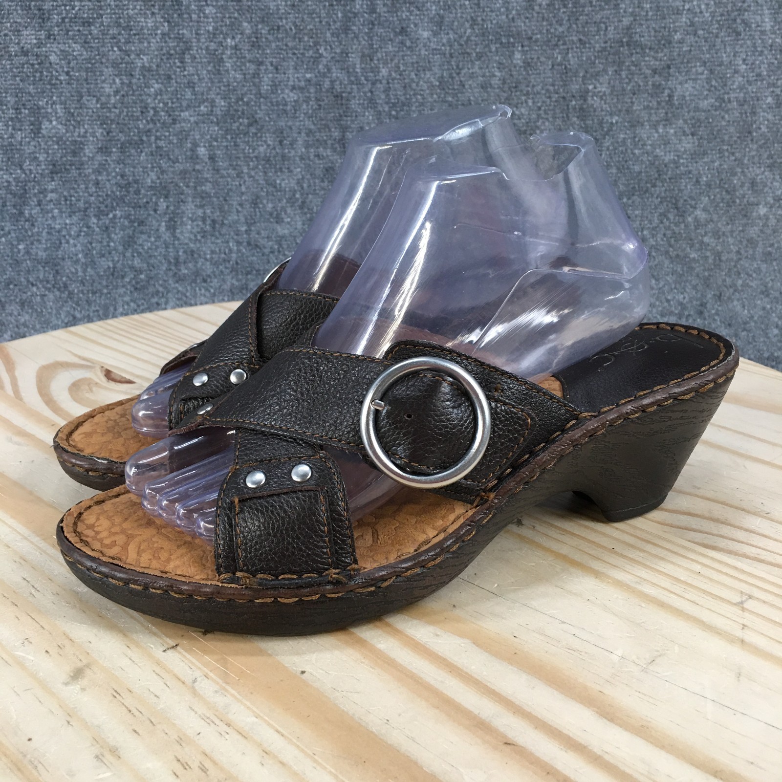 BOC Born Concepts Sandals Womens 9 M Slide Brown Slip On Wedge Heels BC6670
