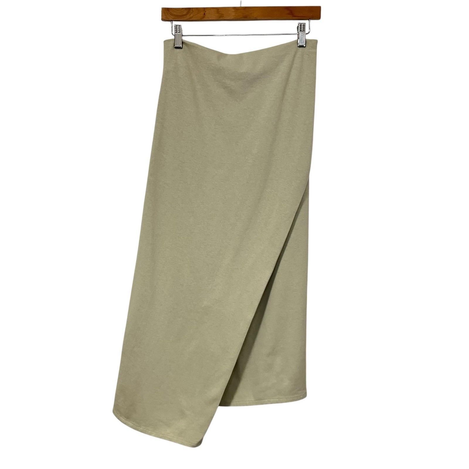 6397 Womens Draped Wrap Skirt Size XS Chalk Light Green 100% Cotton Midi